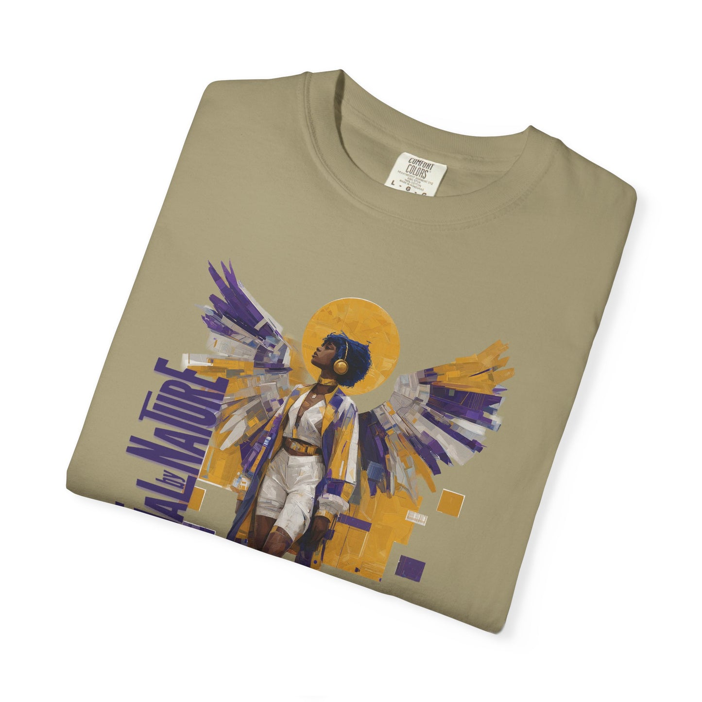 Spiritual by Nature Angel Tee | Urban Collage Art Shirt, Full Front Graphic, Comfort Colors Streetwear, Divine Energy Tshirt