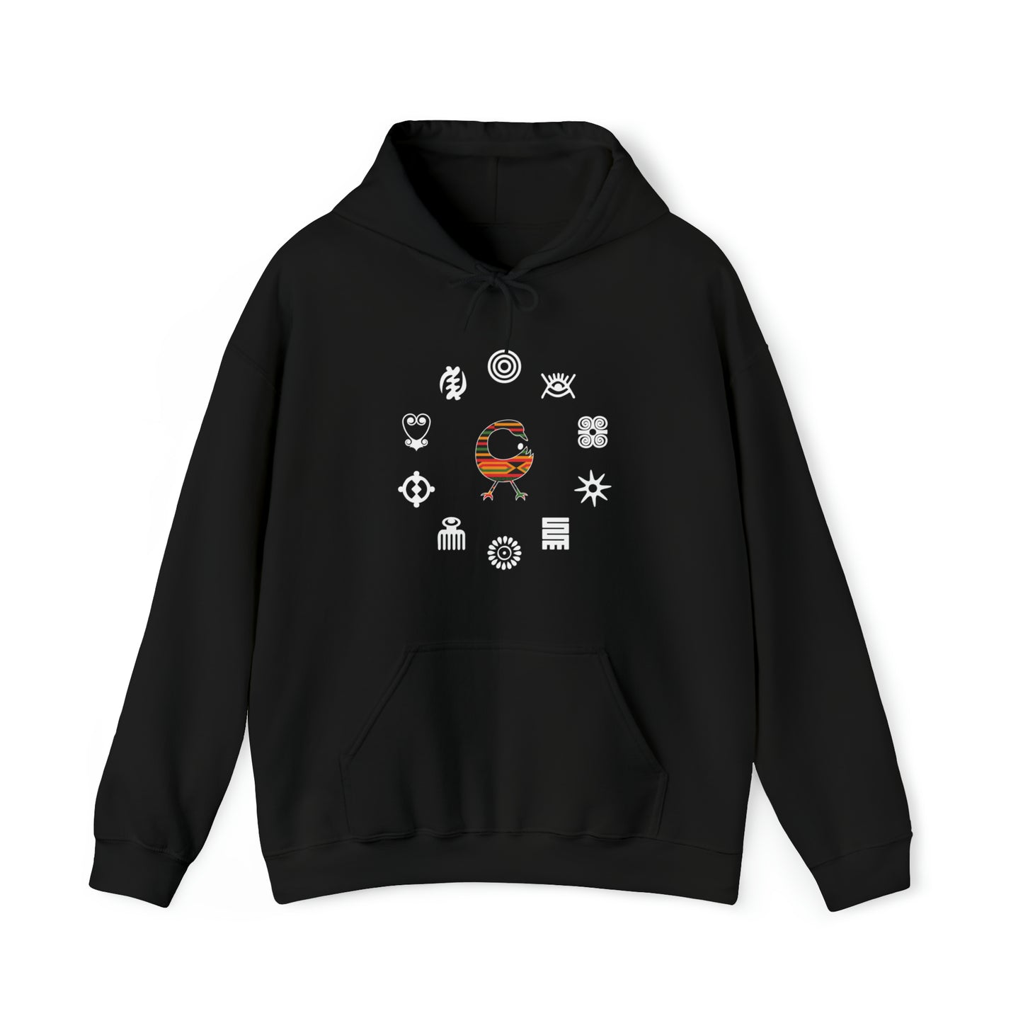 Adinkra Symbol Unisex Hoodie with Multiple Ghanaian Symbols