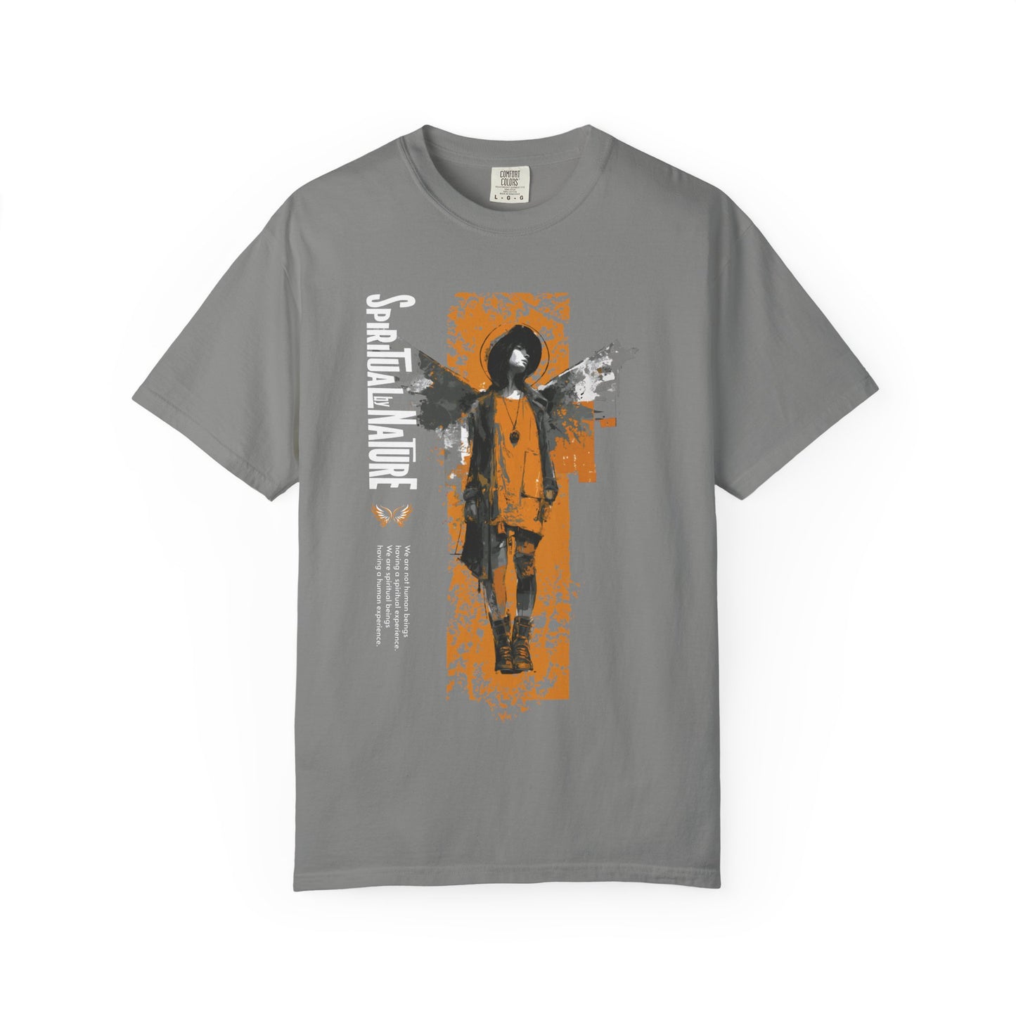 Spiritual by Nature Unisex Tee, Angel Graphic T-Shirt, Street Gear, Boho Top, Artistic Garment-Dyed T-Shirt, Vintage Style Urban Streetwear