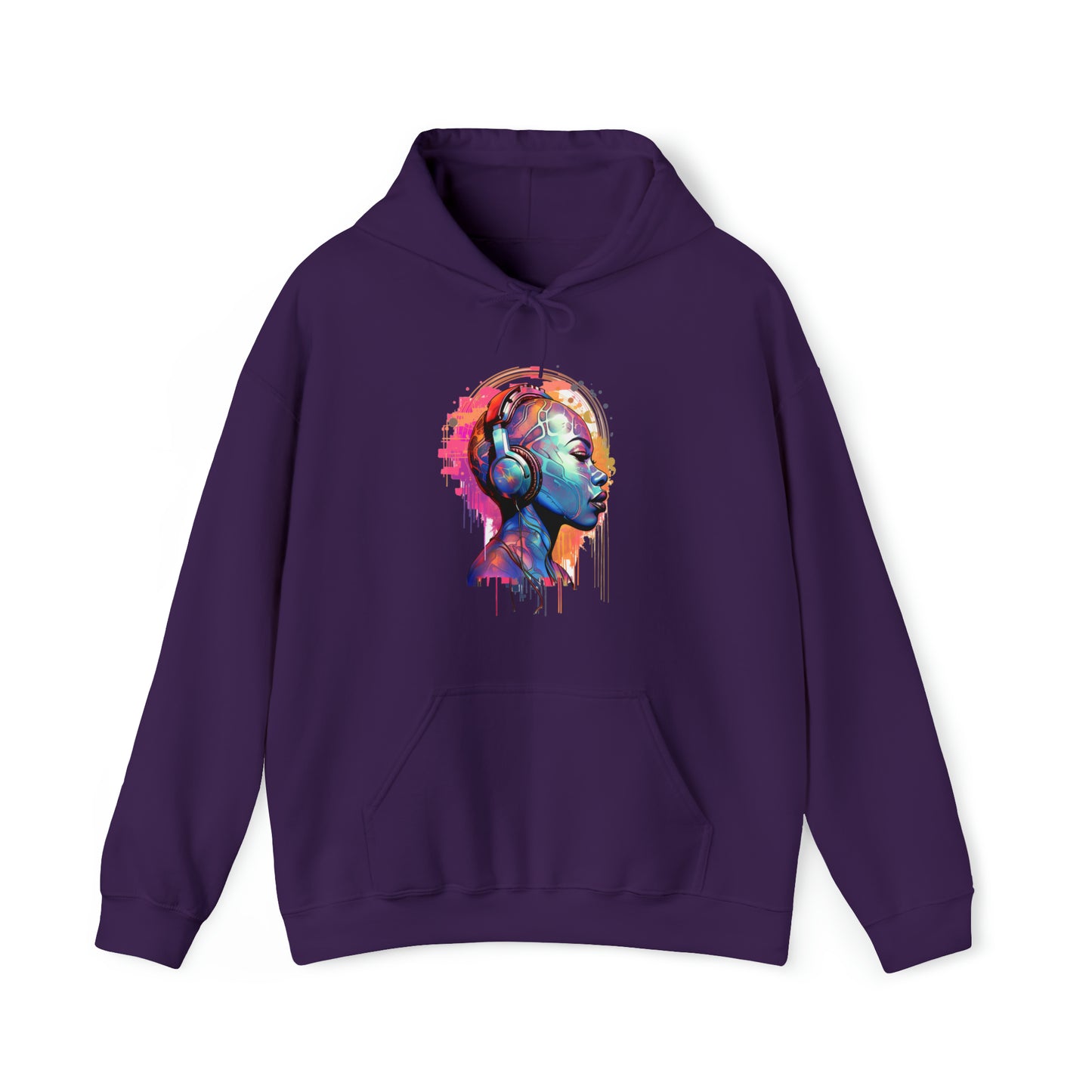 Unisex Hoodie, House Music Design Featuring Woman Wearing Headphones, Perfect for Audiophiles & Music Lovers