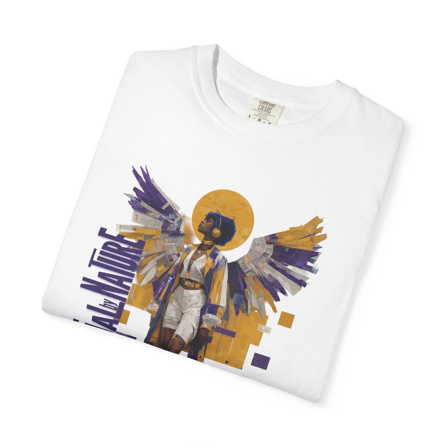 Spiritual by Nature Angel Tee | Urban Collage Art Shirt, Full Front Graphic, Comfort Colors Streetwear, Divine Energy Tshirt