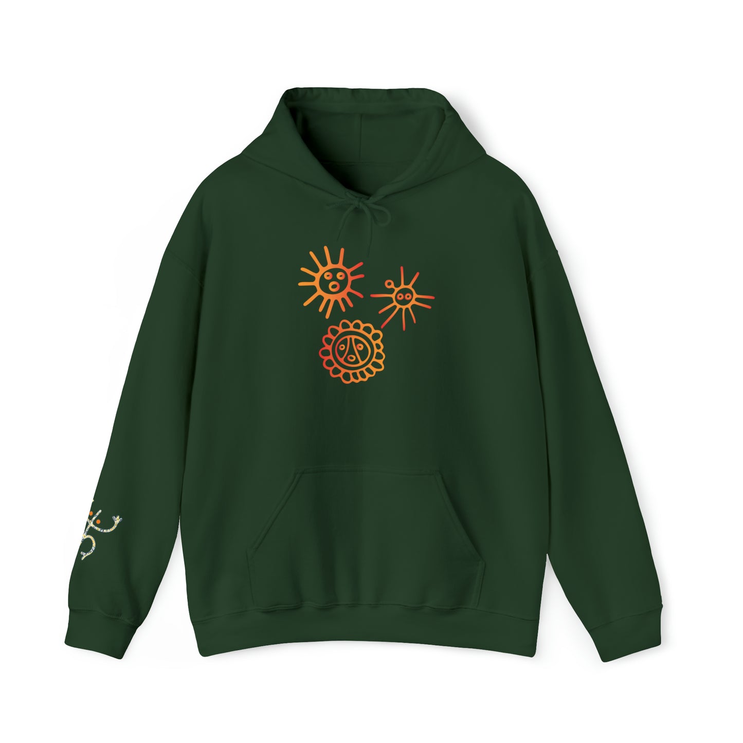 Taino Suns Unisex Hoodie, Unisex Hoodie with Taino Sun Symbols, Puerto Rican Taino Petroglyph Hoodie