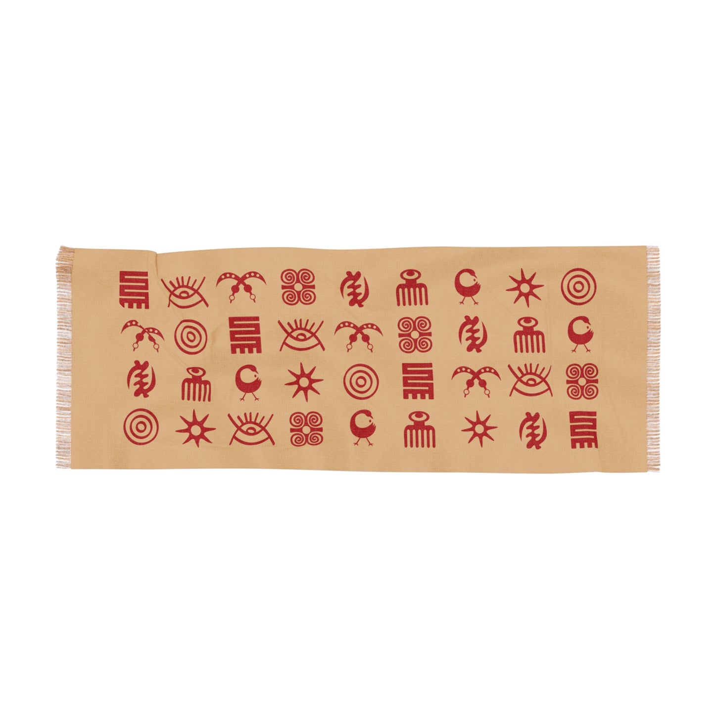 Adinkra Symbol Light Scarf, Beautiful Pattern Scarf with West African Ghanaian Symbols