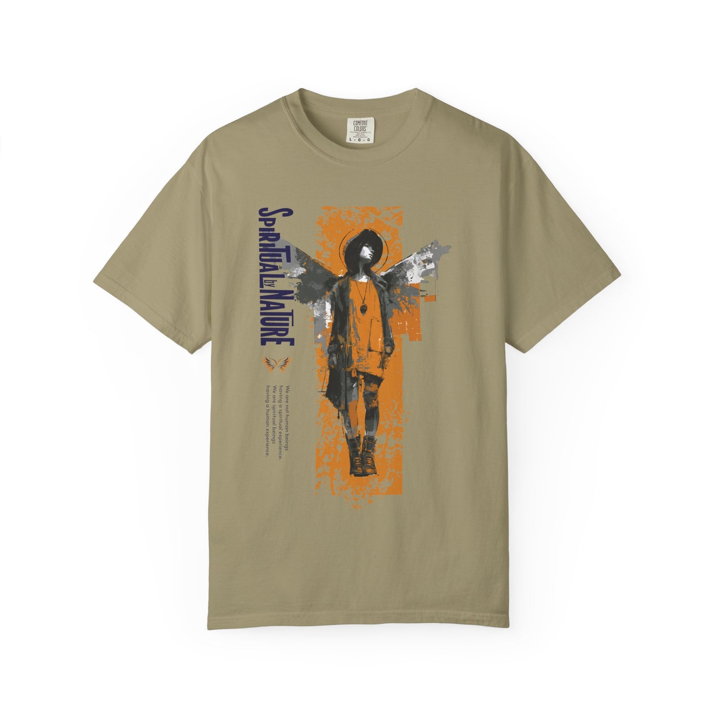 Spiritual by Nature Unisex Tee, Angel Graphic T-Shirt, Street Gear, Boho Top, Artistic Garment-Dyed T-Shirt, Vintage Style Urban Streetwear