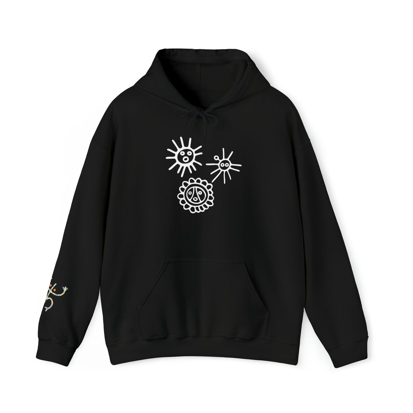 Taino Suns Unisex Hoodie, Unisex Hoodie with Taino Sun Symbols, Puerto Rican Taino Petroglyph Hoodie