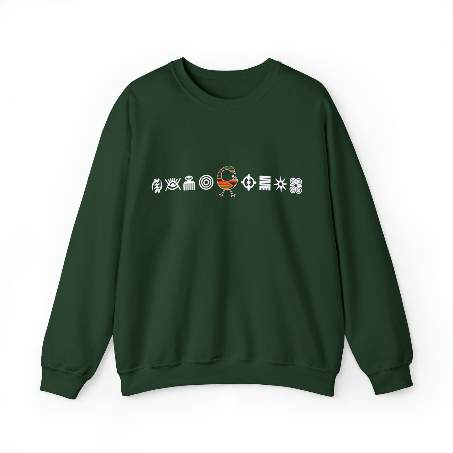 Unisex Sweatshirt with Adinkra Symbols, West African Ghanaian symbol Afrocentric Apparel