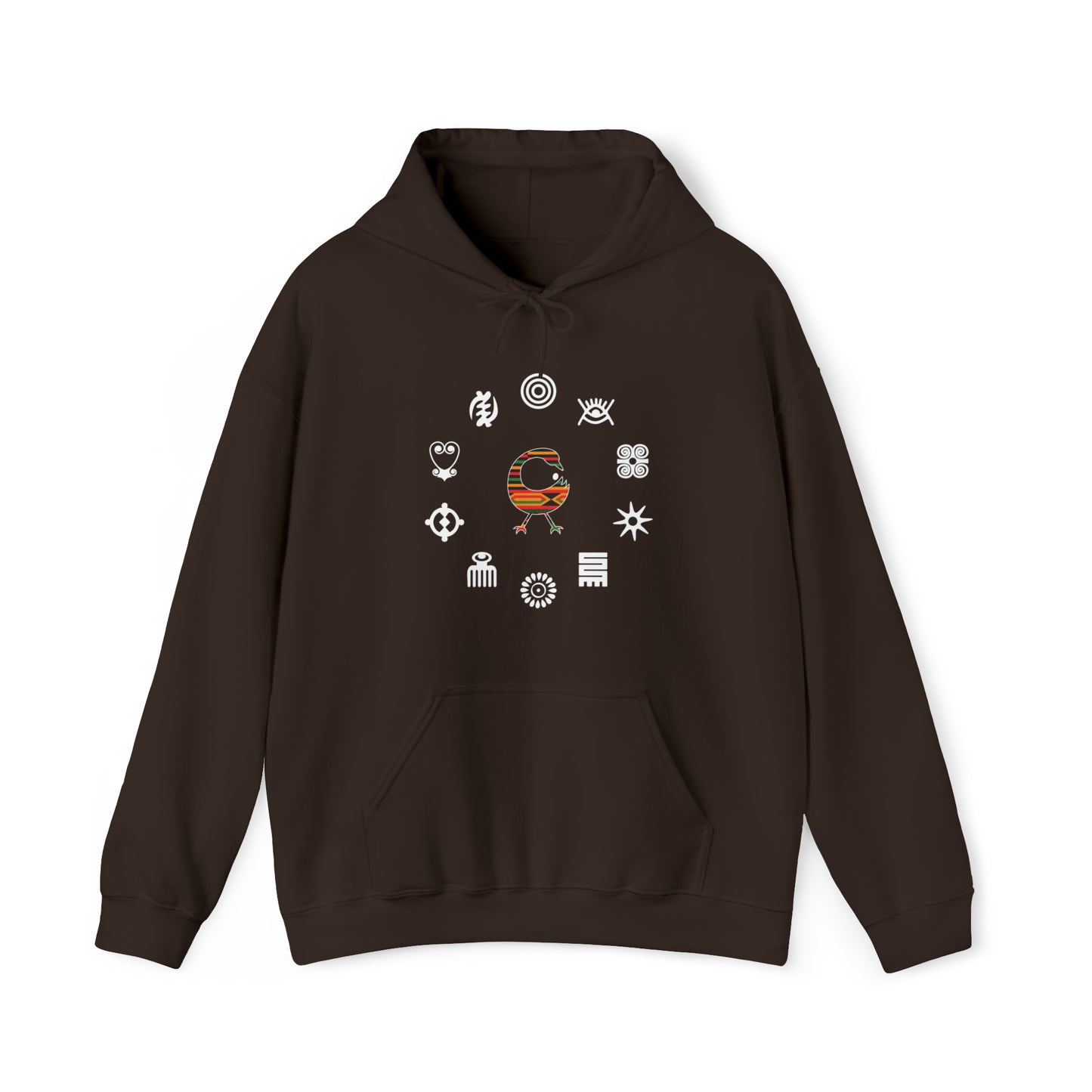 Adinkra Symbol Unisex Hoodie with Multiple Ghanaian Symbols