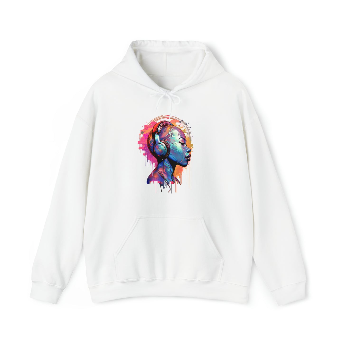 Unisex Hoodie, House Music Design Featuring Woman Wearing Headphones, Perfect for Audiophiles & Music Lovers