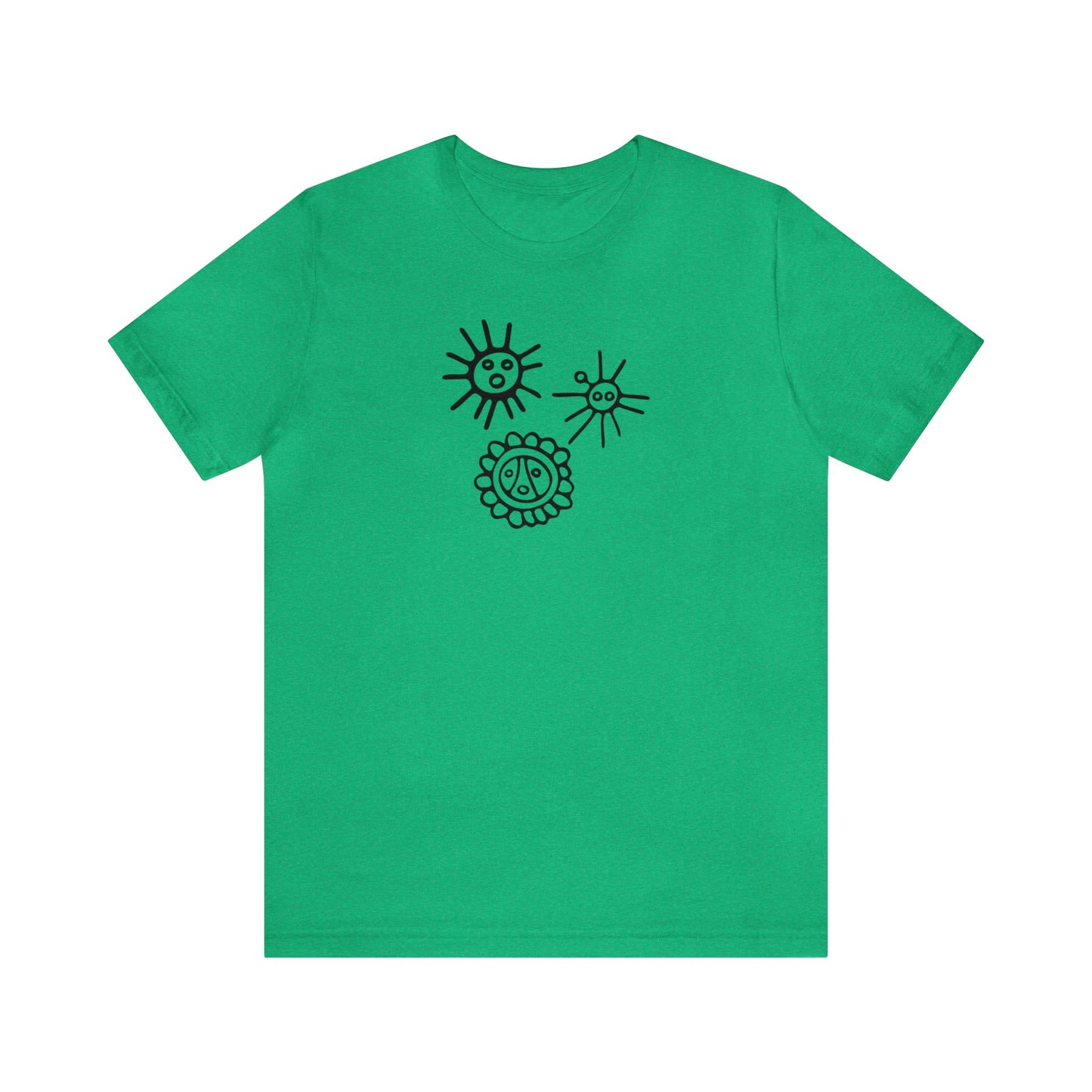 Unisex Cotton T-shirt with Taino Suns Design, Unisex Graphic Tee Sun Symbols, Puerto Rican Taino Petroglyph Tshirt