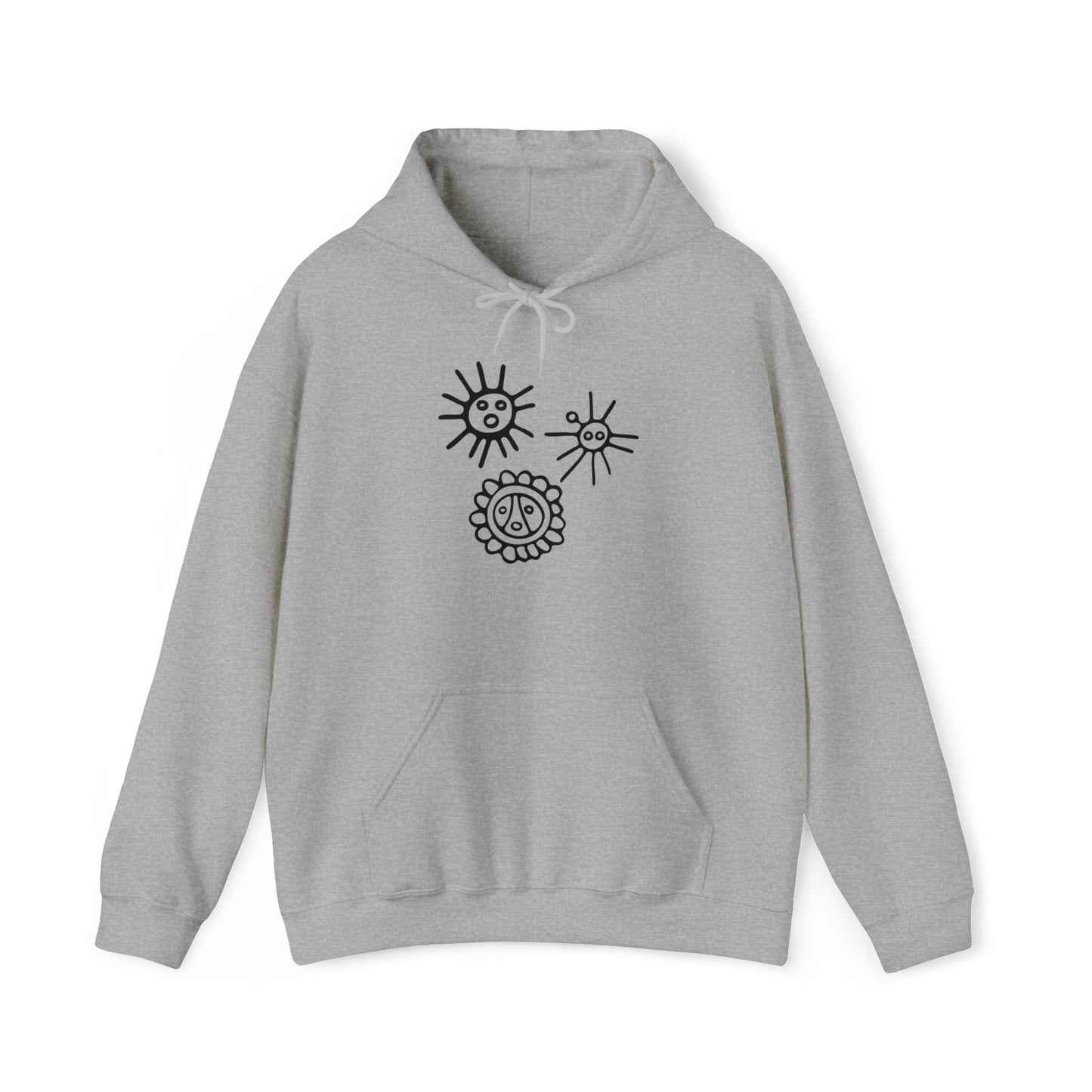 Taino Suns Unisex Hoodie, Unisex Hoodie with Taino Sun Symbols, Puerto Rican Taino Petroglyph Hoodie