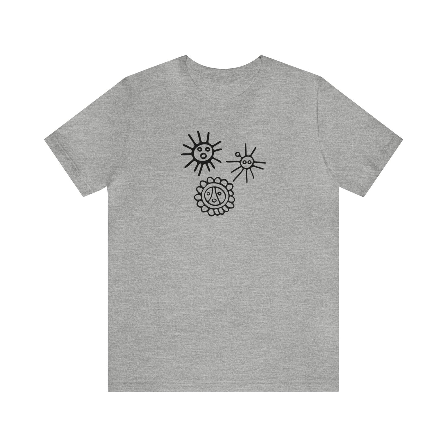 Unisex Cotton T-shirt with Taino Suns Design, Unisex Graphic Tee Sun Symbols, Puerto Rican Taino Petroglyph Tshirt