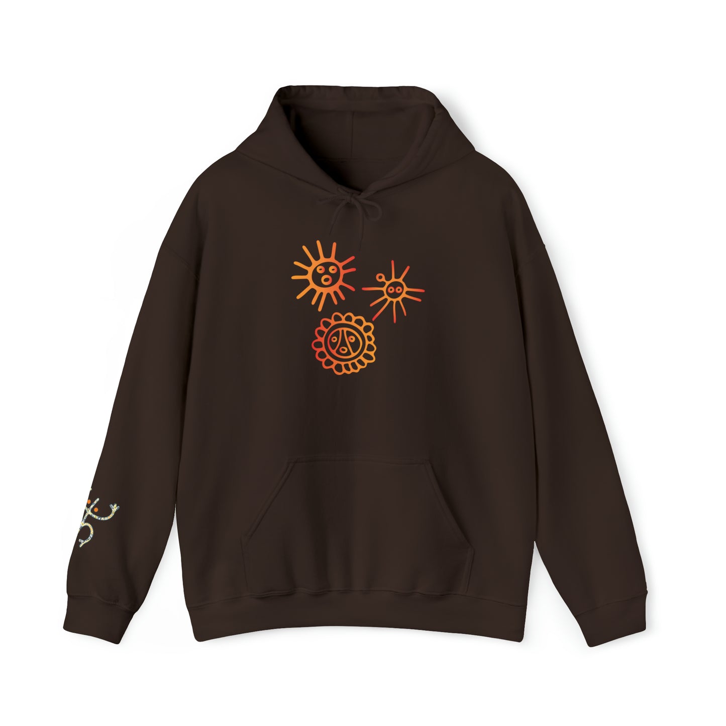 Taino Suns Unisex Hoodie, Unisex Hoodie with Taino Sun Symbols, Puerto Rican Taino Petroglyph Hoodie