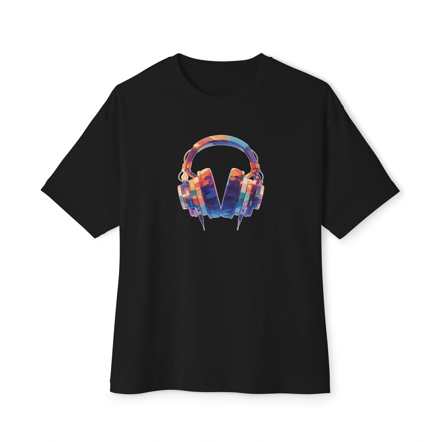 Pop Art Style Headphones, Unisex Oversized Boxy Tee in 6 Colors