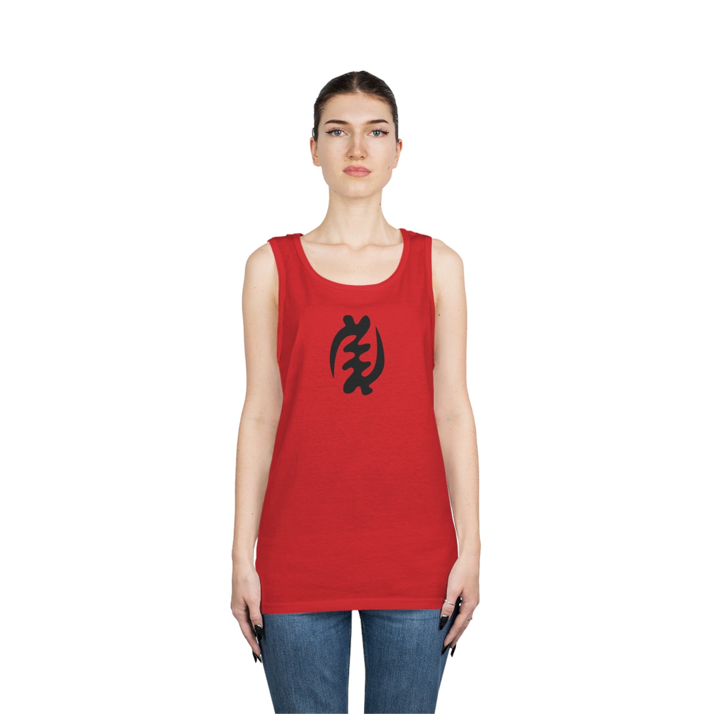 Gye Nyame Symbol Unisex Heavy Cotton Tank Top, Ghanaian Adinkra Symbol Apparel, Cotton Summer Top, Summer Tee