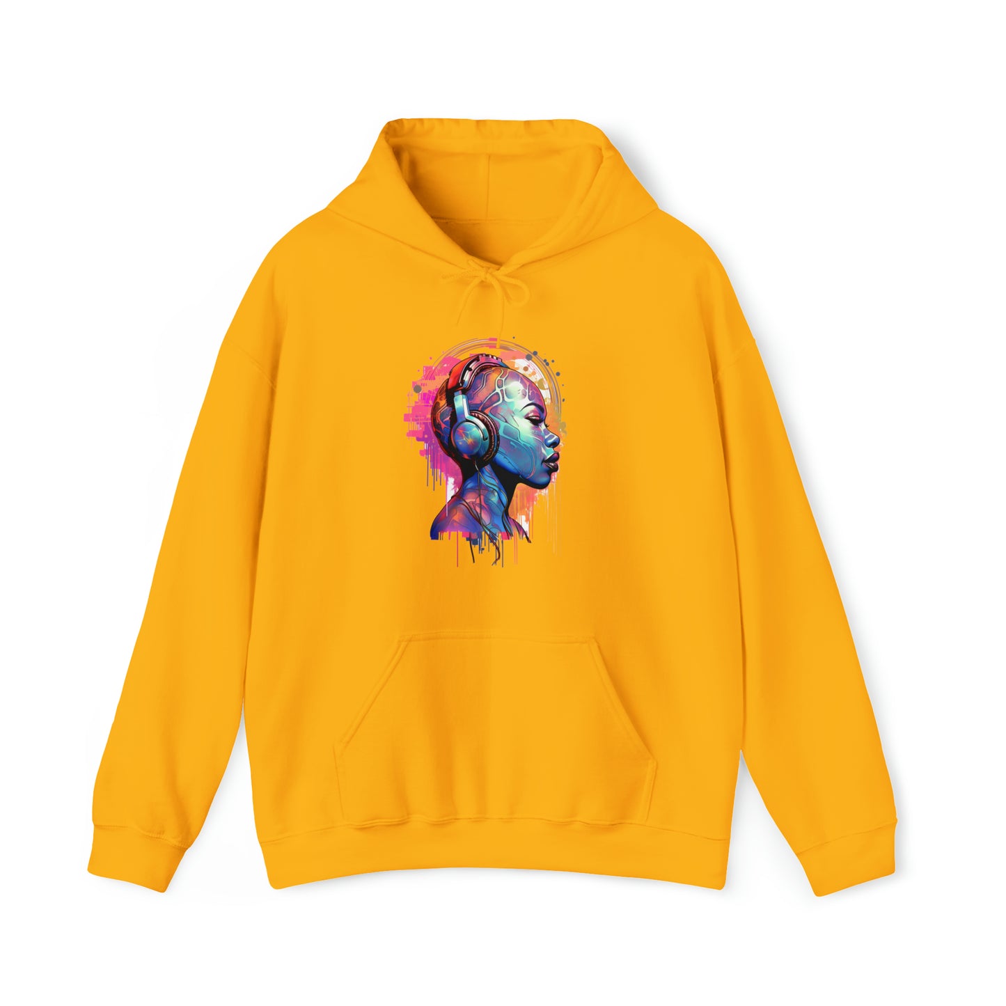 Unisex Hoodie, House Music Design Featuring Woman Wearing Headphones, Perfect for Audiophiles & Music Lovers