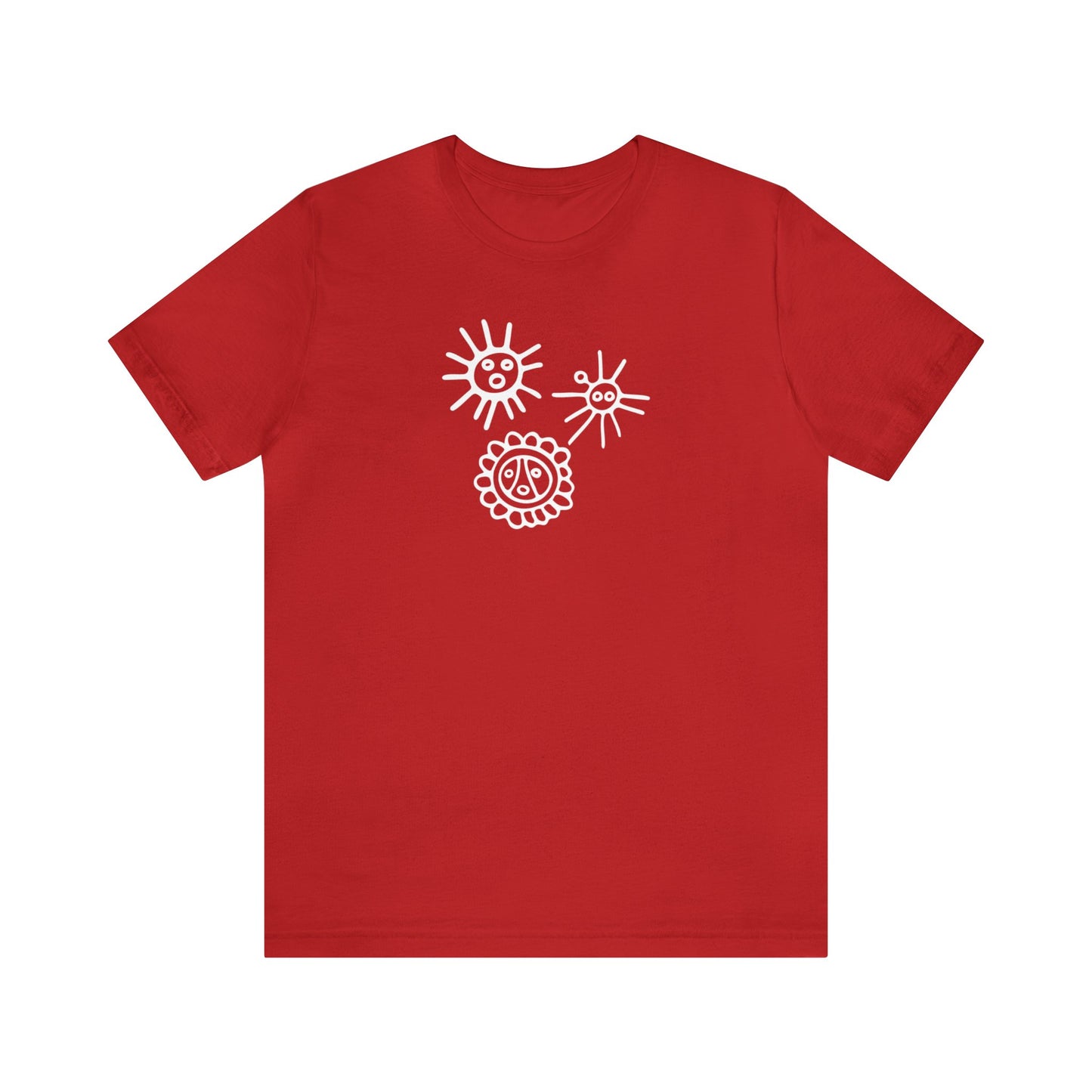 Unisex Cotton T-shirt with Taino Suns Design, Unisex Graphic Tee Sun Symbols, Puerto Rican Taino Petroglyph Tshirt