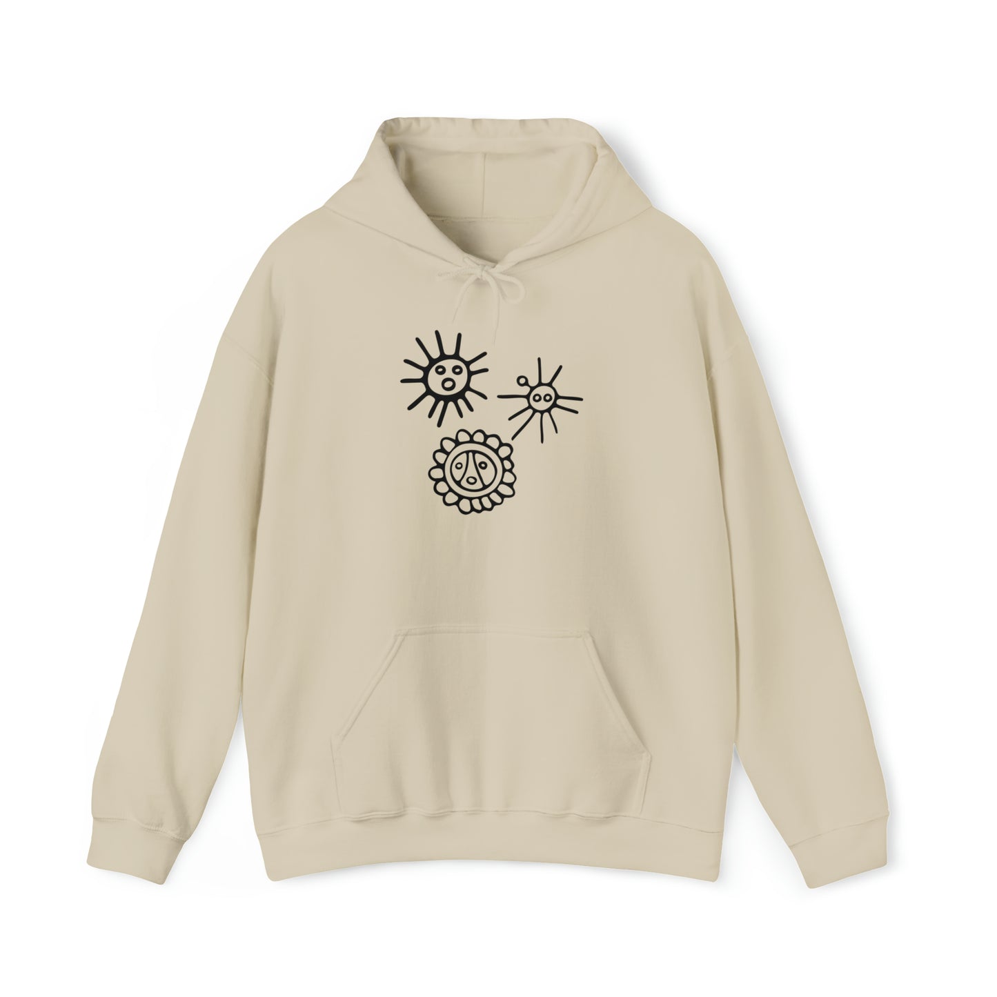 Taino Suns Unisex Hoodie, Unisex Hoodie with Taino Sun Symbols, Puerto Rican Taino Petroglyph Hoodie