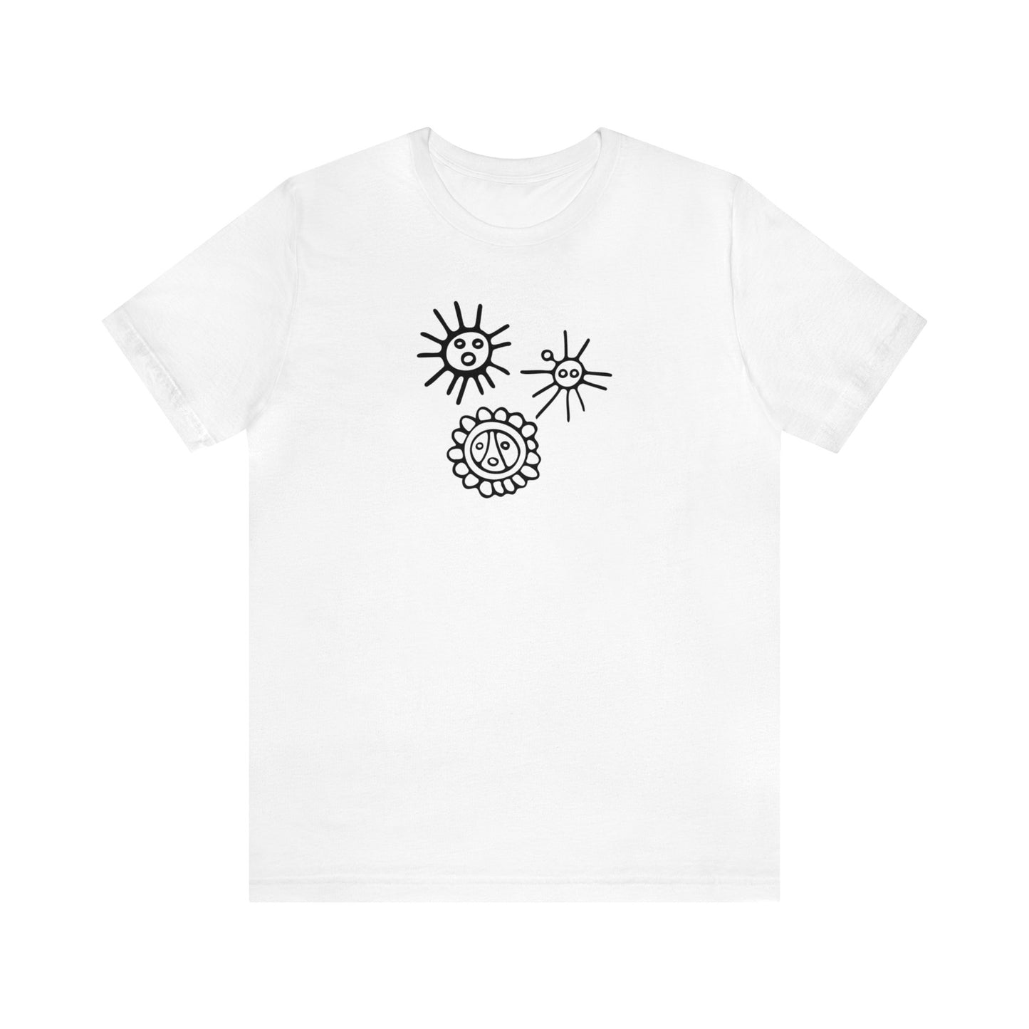 Unisex Cotton T-shirt with Taino Suns Design, Unisex Graphic Tee Sun Symbols, Puerto Rican Taino Petroglyph Tshirt