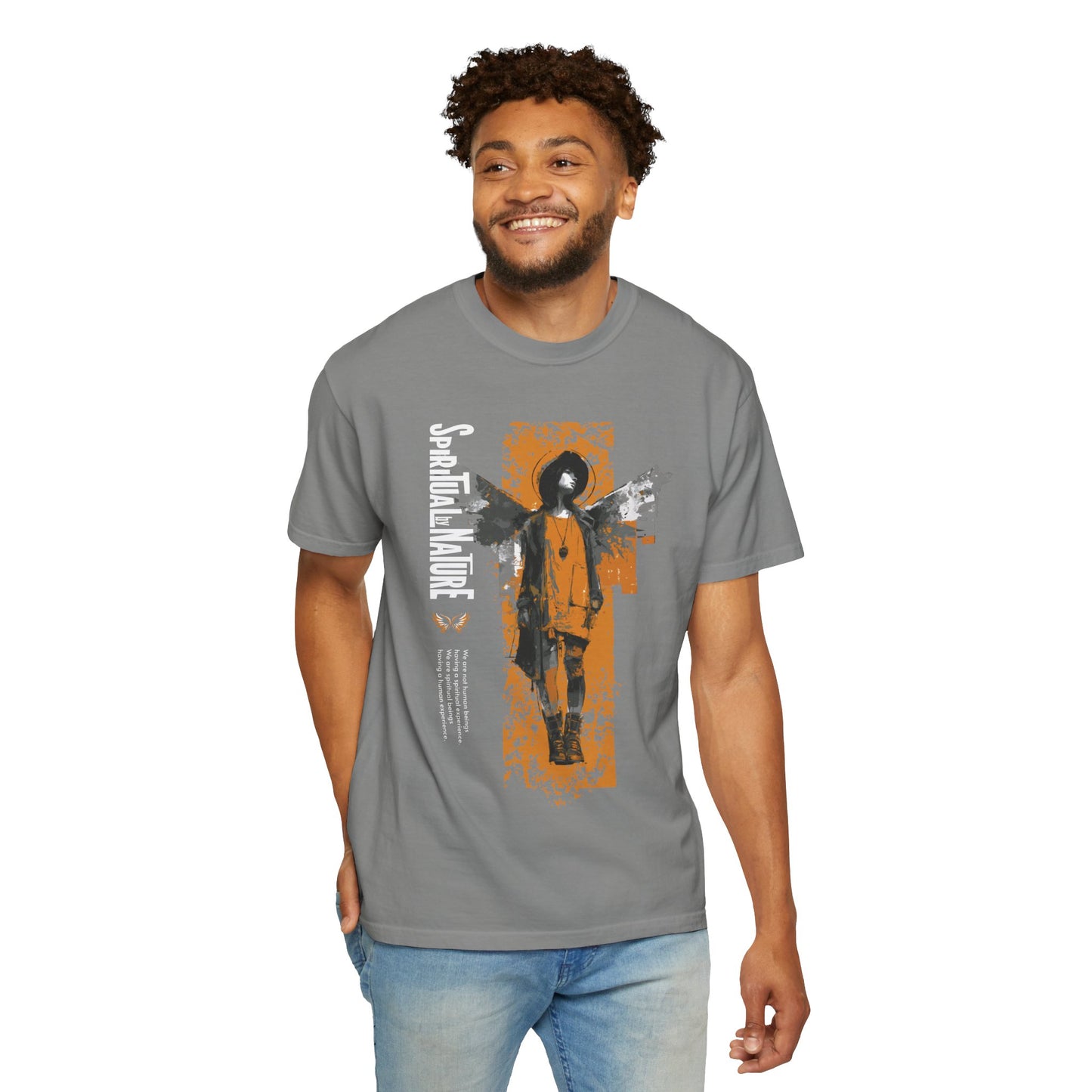 Spiritual by Nature Unisex Tee, Angel Graphic T-Shirt, Street Gear, Boho Top, Artistic Garment-Dyed T-Shirt, Vintage Style Urban Streetwear