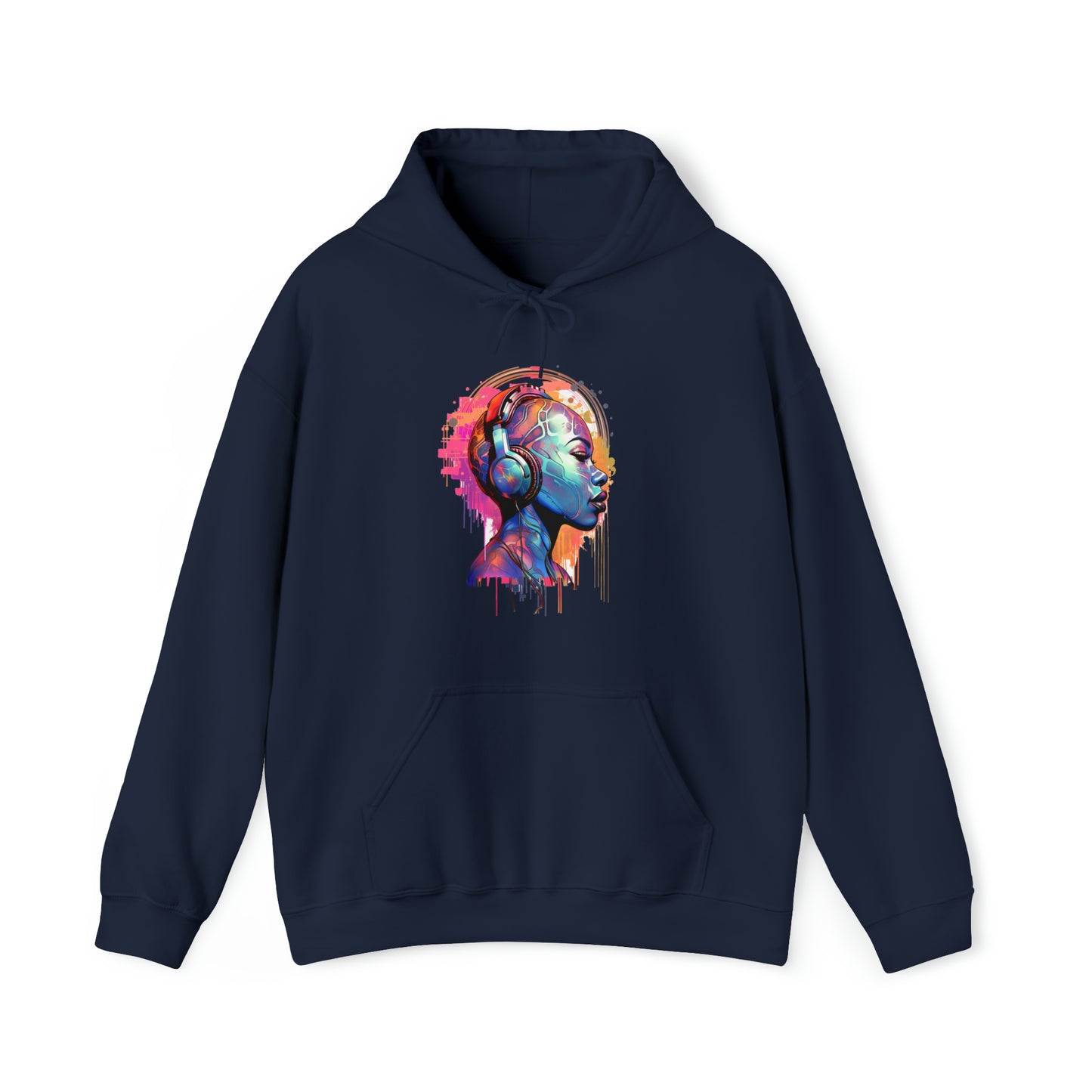 Unisex Hoodie, House Music Design Featuring Woman Wearing Headphones, Perfect for Audiophiles & Music Lovers