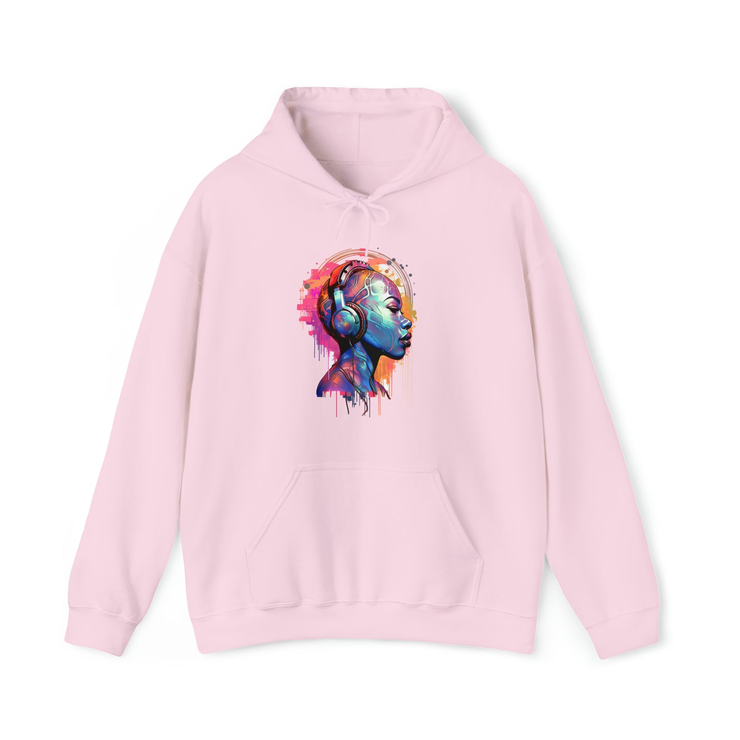 Unisex Hoodie, House Music Design Featuring Woman Wearing Headphones, Perfect for Audiophiles & Music Lovers