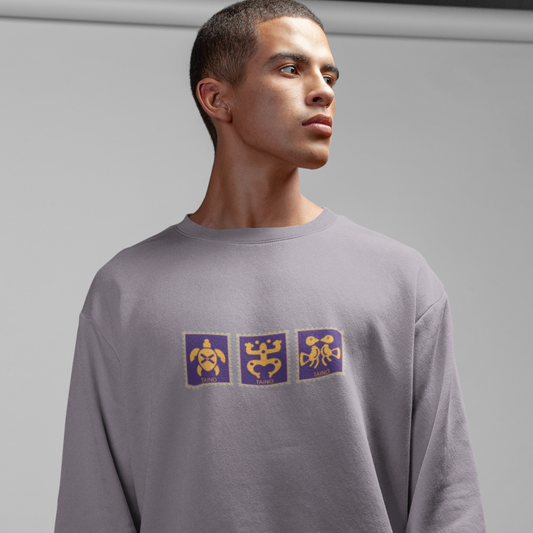 Taino Symbol Stamp Design Sweatshirt | Graphic Rican Heritage Sweater | Unisex Crewneck Pullover, Puerto Rico Shirt, Sizes S-4XL