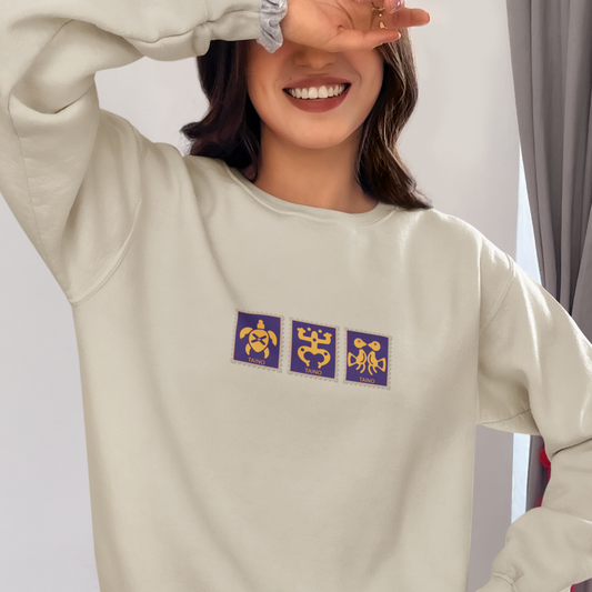 Taino Symbol Stamp Design Sweatshirt | Graphic Rican Heritage Sweater | Unisex Crewneck Pullover, Puerto Rico Shirt, Sizes S-4XL