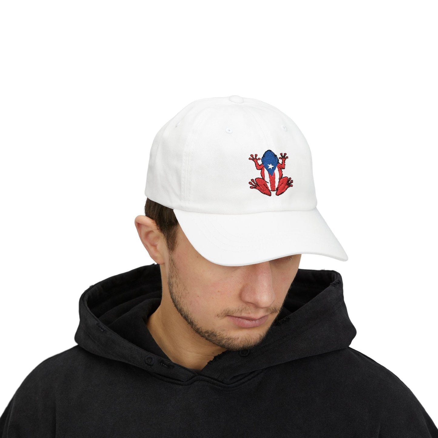 Embroidered Puerto Rican Flag Coqui Frog Classic Dad Cap, Baseball Hat, Puerto Rican Pride Baseball Cap, Coqui Frog Puerto Rican Flag Hat,