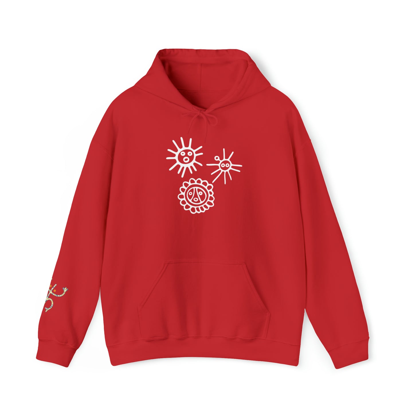 Taino Suns Unisex Hoodie, Unisex Hoodie with Taino Sun Symbols, Puerto Rican Taino Petroglyph Hoodie