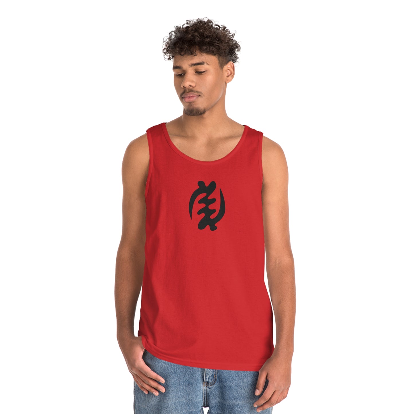 Gye Nyame Symbol Unisex Heavy Cotton Tank Top, Ghanaian Adinkra Symbol Apparel, Cotton Summer Top, Summer Tee