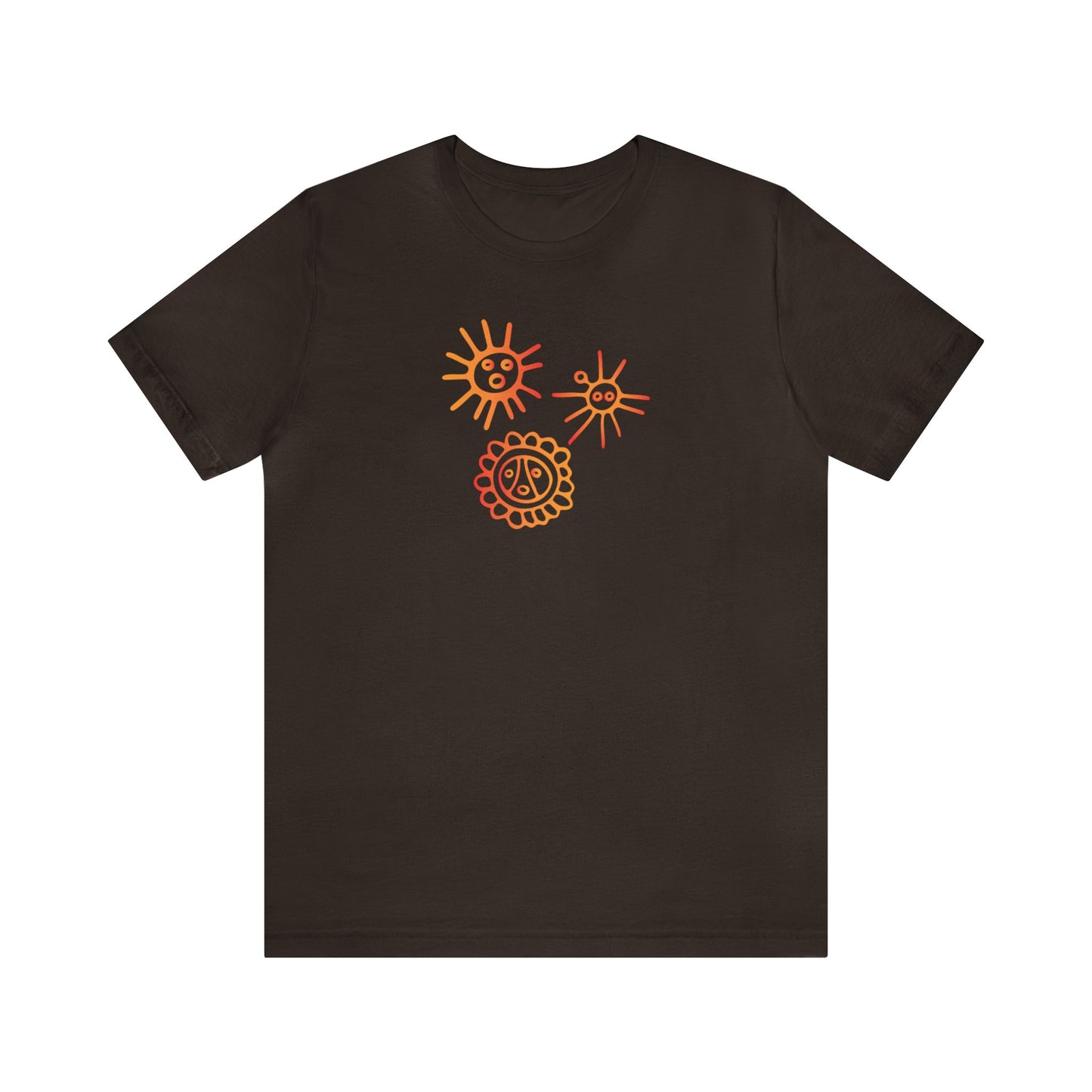 Unisex Cotton T-shirt with Taino Suns Design, Unisex Graphic Tee Sun Symbols, Puerto Rican Taino Petroglyph Tshirt