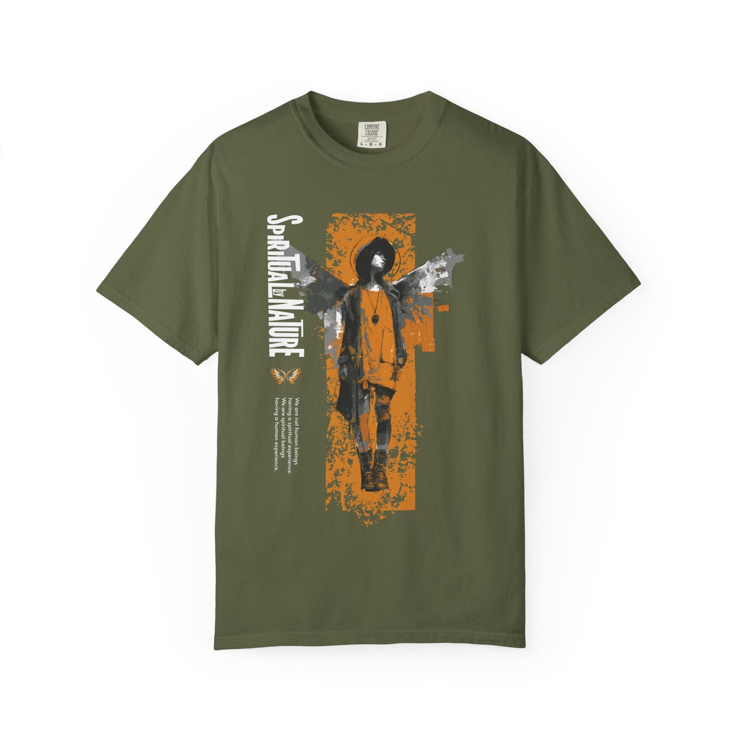 Spiritual by Nature Unisex Tee, Angel Graphic T-Shirt, Street Gear, Boho Top, Artistic Garment-Dyed T-Shirt, Vintage Style Urban Streetwear