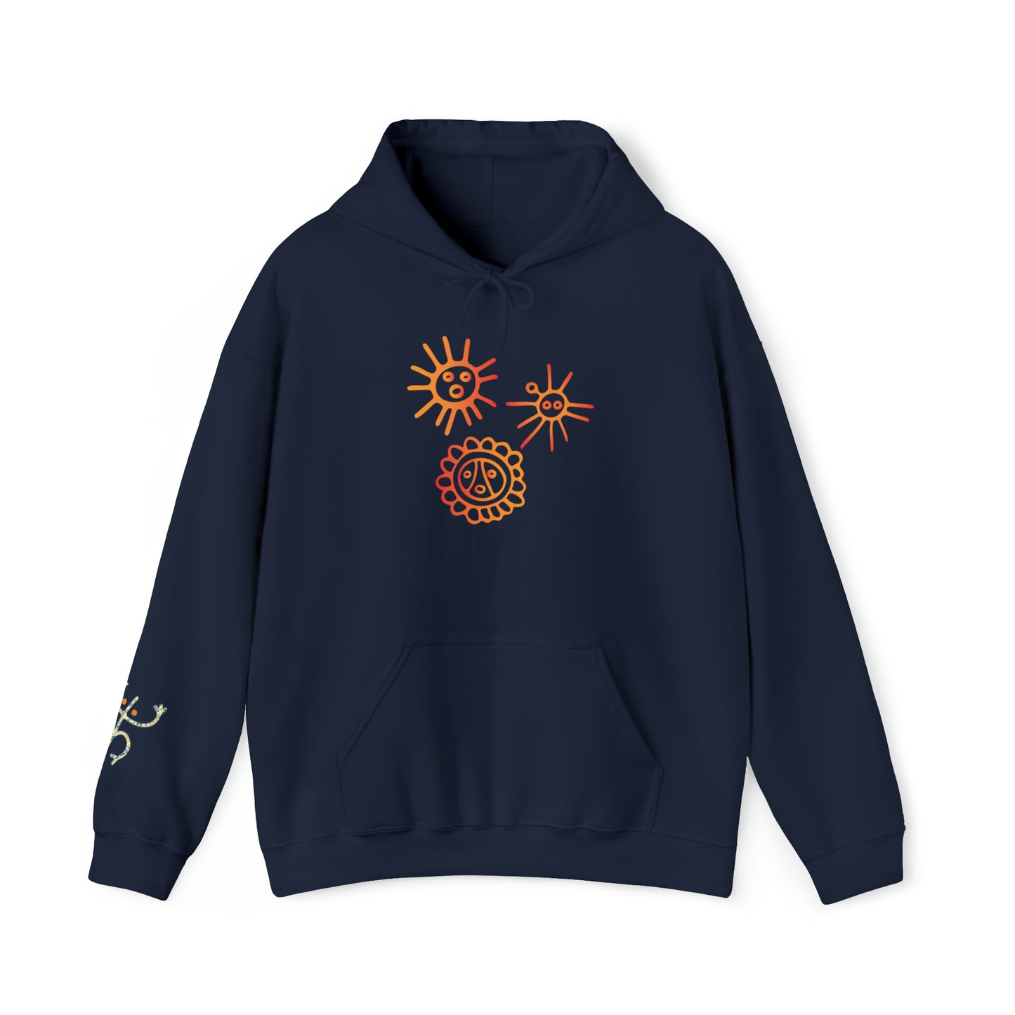 Taino Suns Unisex Hoodie, Unisex Hoodie with Taino Sun Symbols, Puerto Rican Taino Petroglyph Hoodie