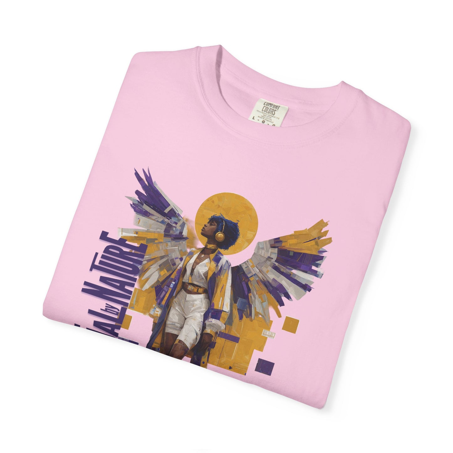 Spiritual by Nature Angel Tee | Urban Collage Art Shirt, Full Front Graphic, Comfort Colors Streetwear, Divine Energy Tshirt