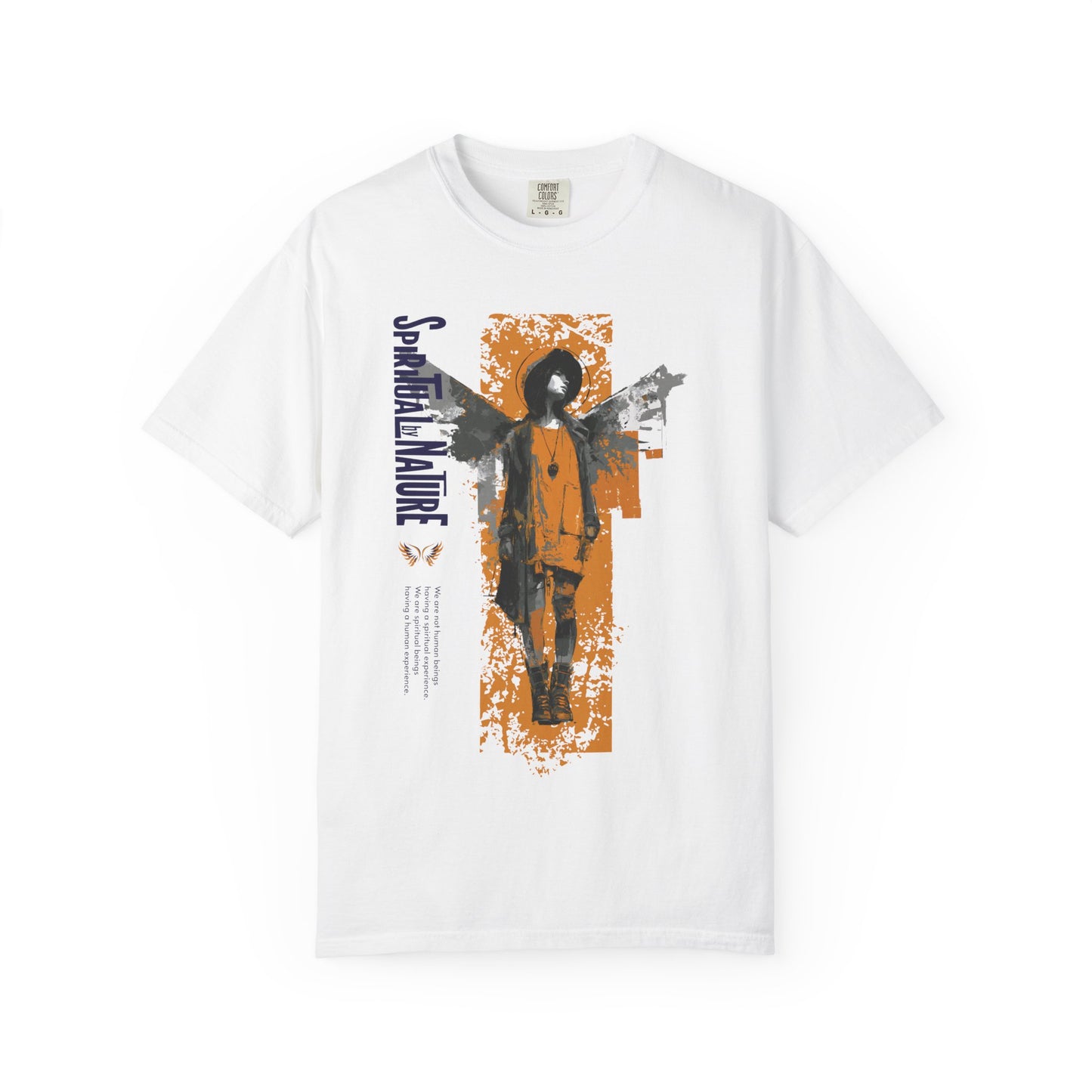 Spiritual by Nature Unisex Tee, Angel Graphic T-Shirt, Street Gear, Boho Top, Artistic Garment-Dyed T-Shirt, Vintage Style Urban Streetwear