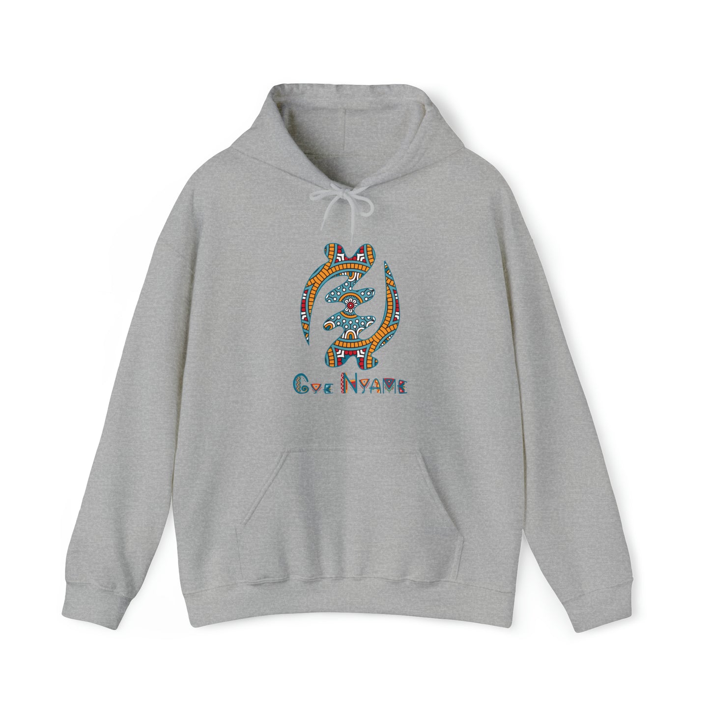 Adinkra Symbol unisex hoodie sweatshirts with authentic Ghanaian symbols, Gye Nyame, Afrocentric apparel, Medium weight cotton blend shirt