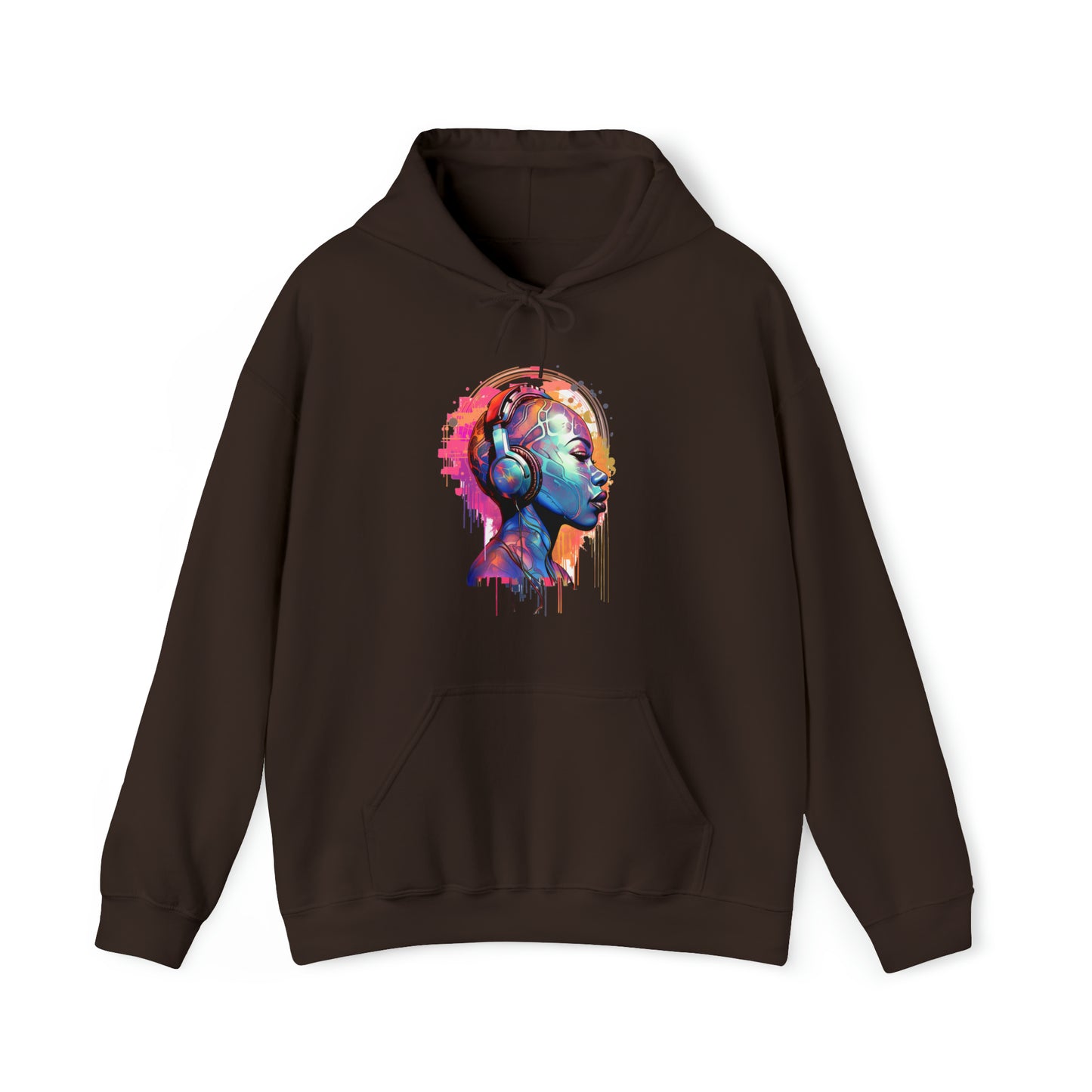 Unisex Hoodie, House Music Design Featuring Woman Wearing Headphones, Perfect for Audiophiles & Music Lovers