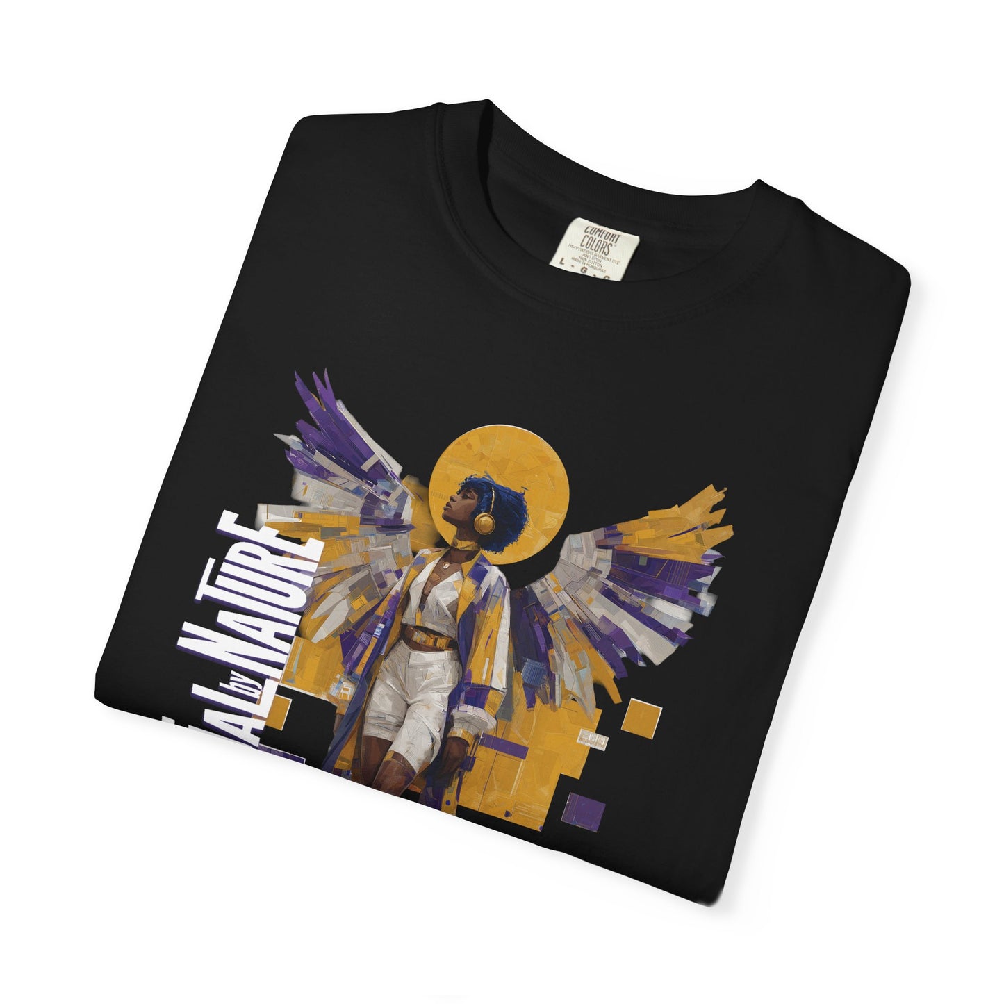 Spiritual by Nature Angel Tee | Urban Collage Art Shirt, Full Front Graphic, Comfort Colors Streetwear, Divine Energy Tshirt