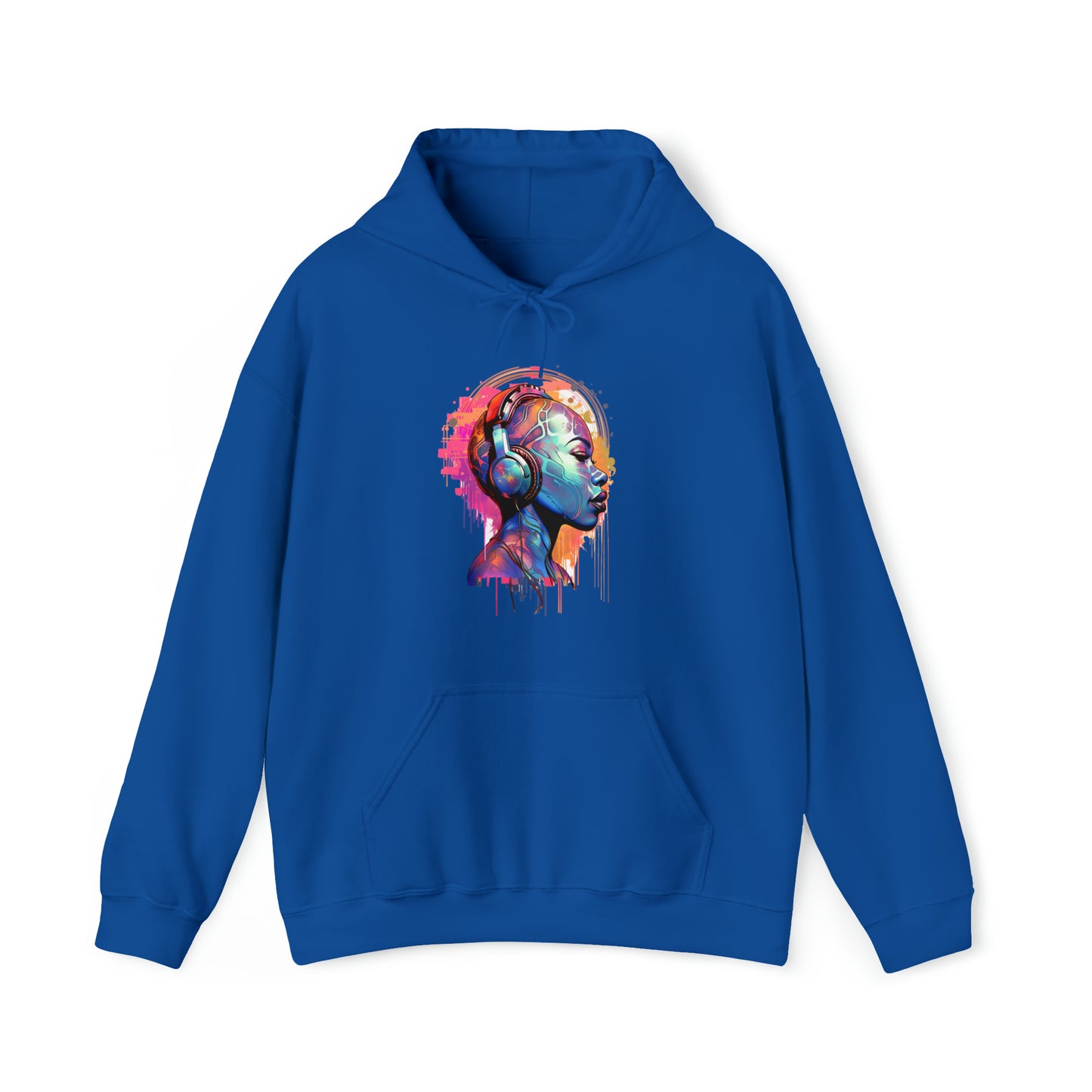 Unisex Hoodie, House Music Design Featuring Woman Wearing Headphones, Perfect for Audiophiles & Music Lovers