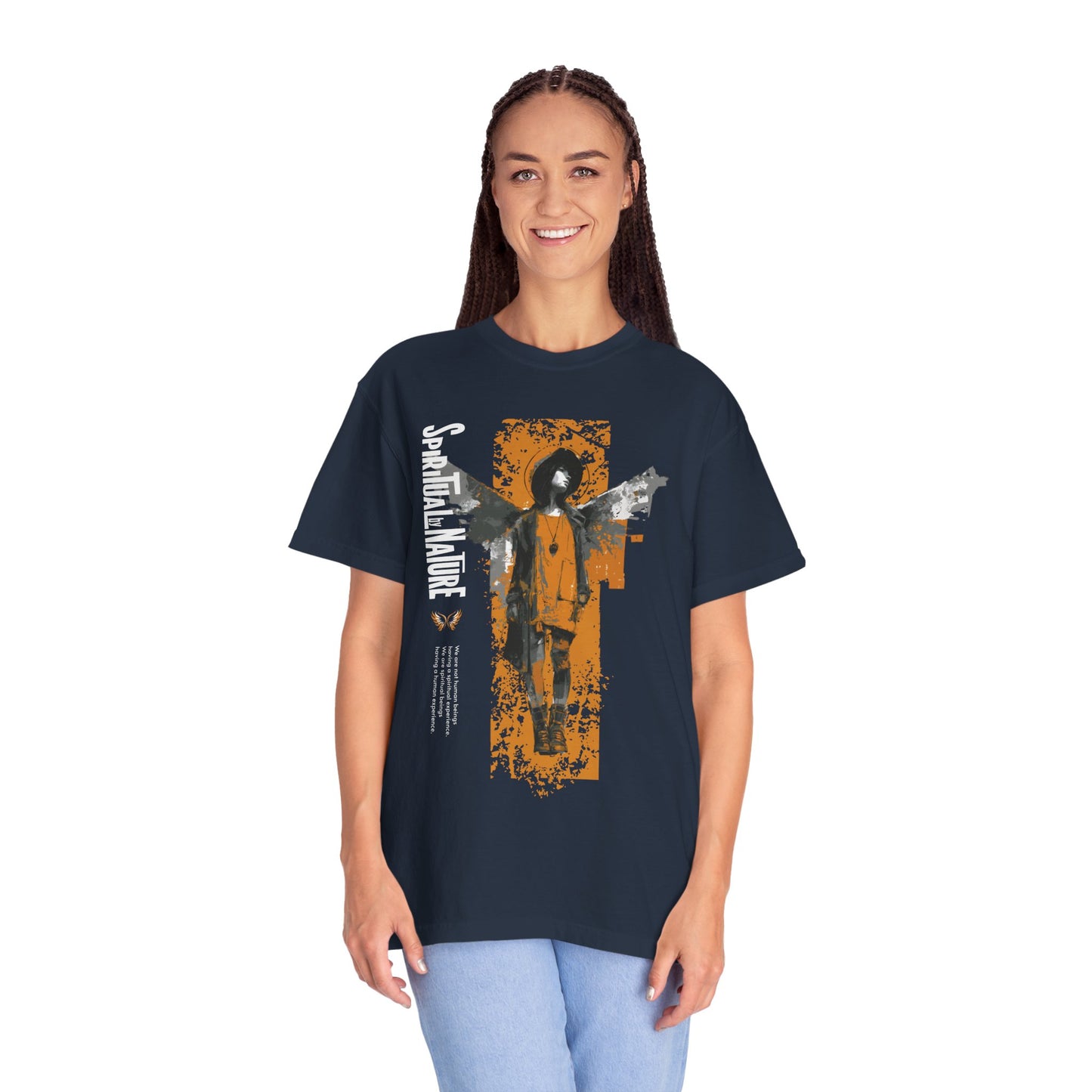 Spiritual by Nature Unisex Tee, Angel Graphic T-Shirt, Street Gear, Boho Top, Artistic Garment-Dyed T-Shirt, Vintage Style Urban Streetwear