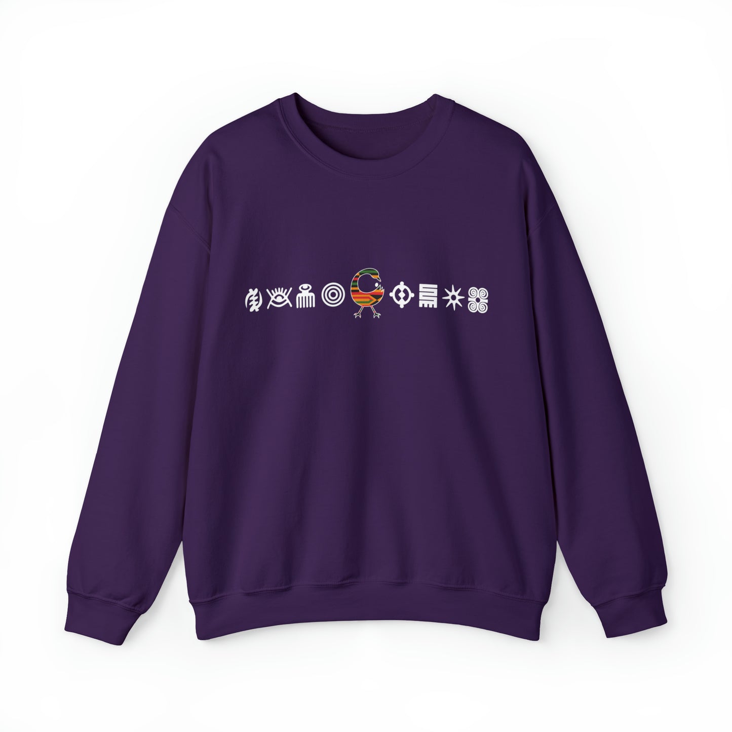 Unisex Sweatshirt with Adinkra Symbols, West African Ghanaian symbol Afrocentric Apparel