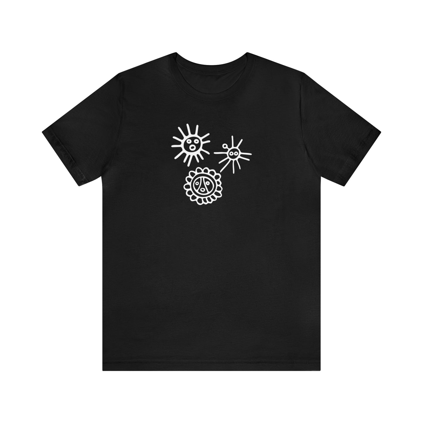 Unisex Cotton T-shirt with Taino Suns Design, Unisex Graphic Tee Sun Symbols, Puerto Rican Taino Petroglyph Tshirt
