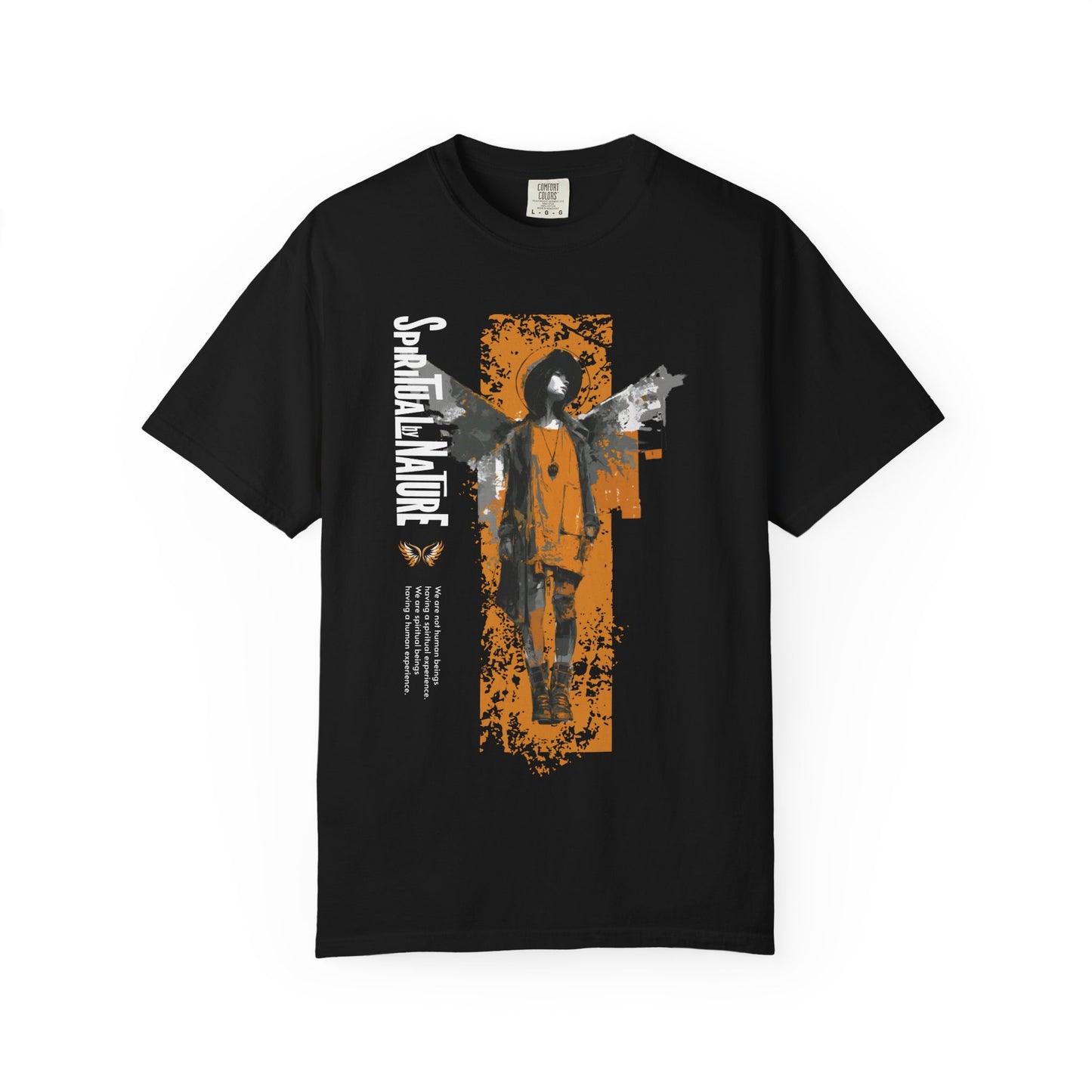 Spiritual by Nature Unisex Tee, Angel Graphic T-Shirt, Street Gear, Boho Top, Artistic Garment-Dyed T-Shirt, Vintage Style Urban Streetwear
