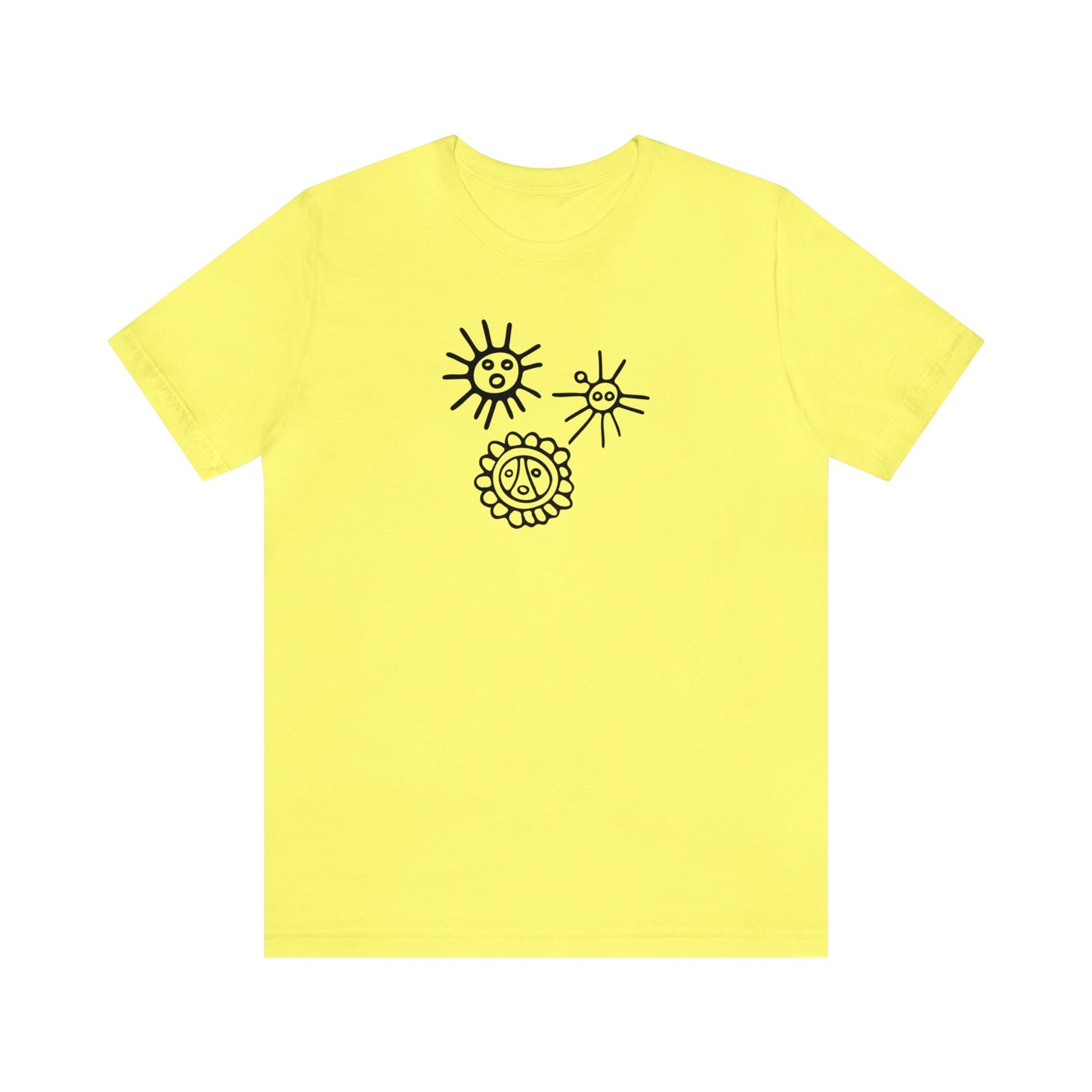 Unisex Cotton T-shirt with Taino Suns Design, Unisex Graphic Tee Sun Symbols, Puerto Rican Taino Petroglyph Tshirt