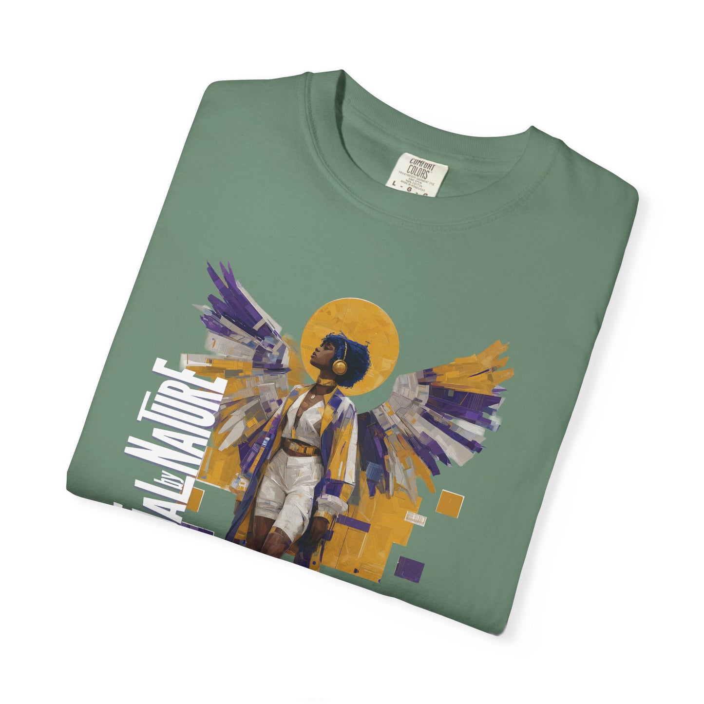 Spiritual by Nature Angel Tee | Urban Collage Art Shirt, Full Front Graphic, Comfort Colors Streetwear, Divine Energy Tshirt