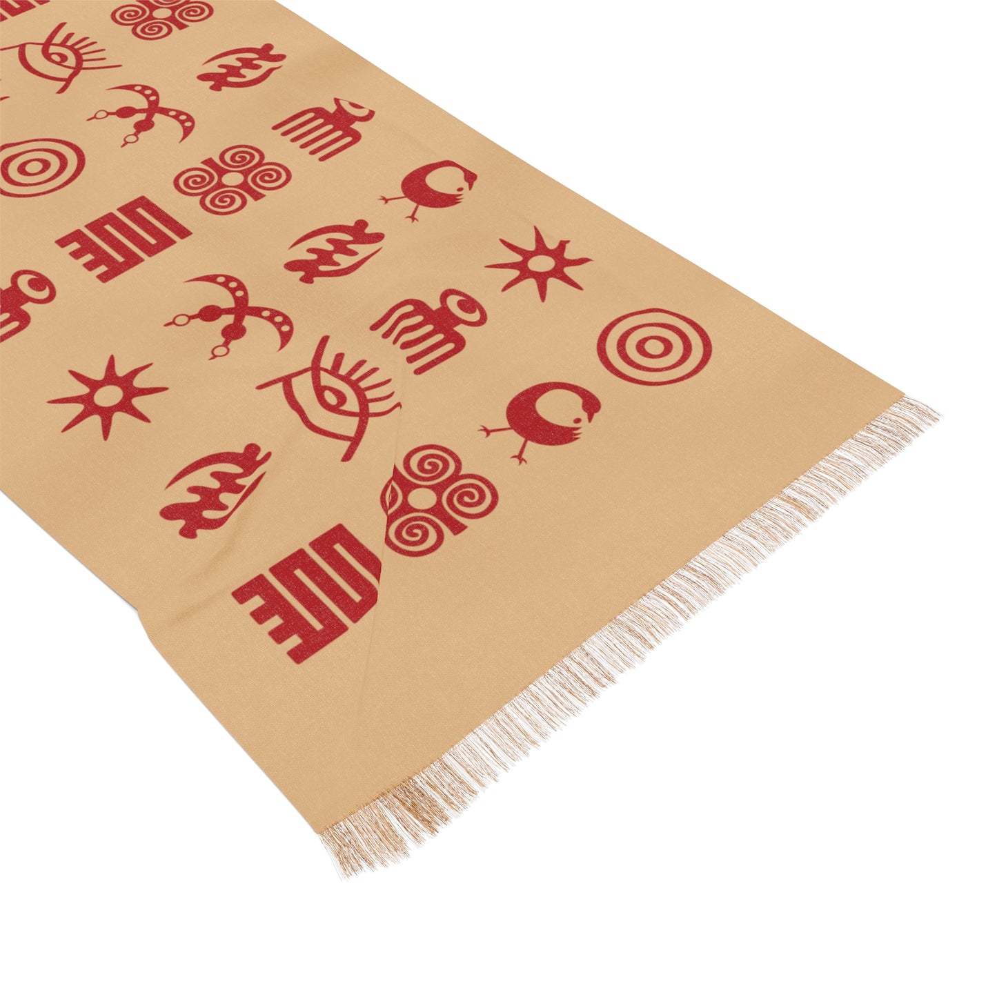 Adinkra Symbol Light Scarf, Beautiful Pattern Scarf with West African Ghanaian Symbols