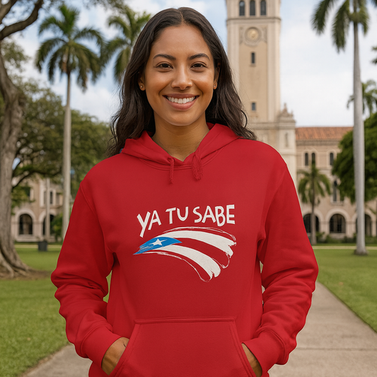 Puerto Rican Pride Unisex Fleece Hoodie Sweatshirt, Ya Tu Sabe, Boriqua Pride, Back to School Sweater, Poly Cotton Hooded Sweatshirt