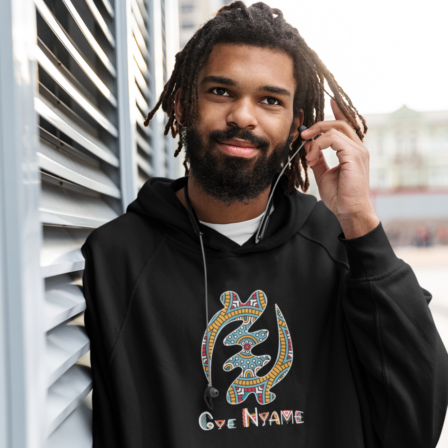 Adinkra Symbol unisex hoodie sweatshirts with authentic Ghanaian symbols, Gye Nyame, Afrocentric apparel, Medium weight cotton blend shirt