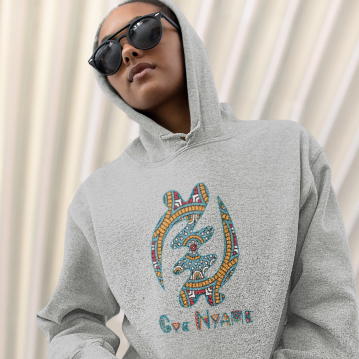 Adinkra Symbol unisex hoodie sweatshirts with authentic Ghanaian symbols, Gye Nyame, Afrocentric apparel, Medium weight cotton blend shirt