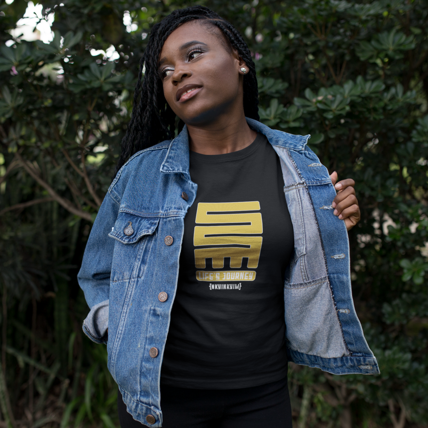 Unisex T-shirt with Adinkra Nkyinkyim Symbol, West African - Ghanaian Symbols